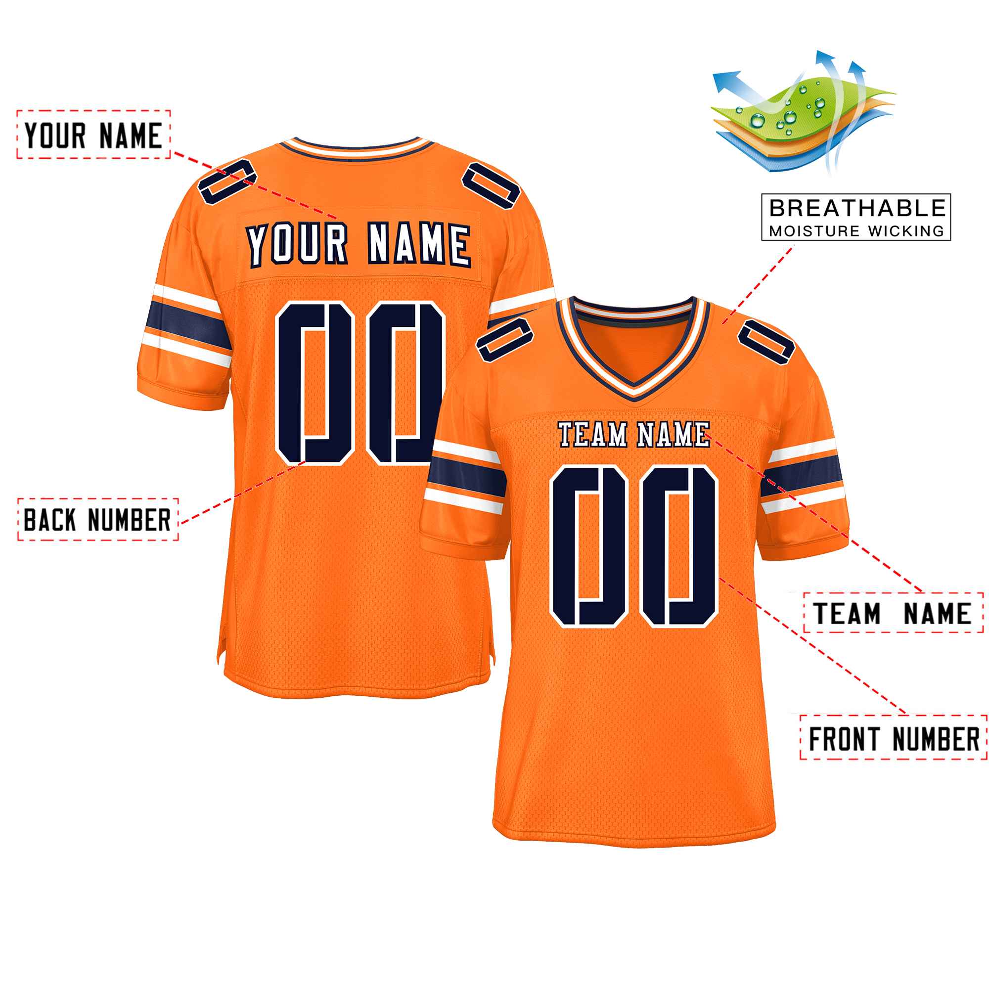 Custom Red Navy-White Classic Style Mesh American Football Jersey | KXKSHOP