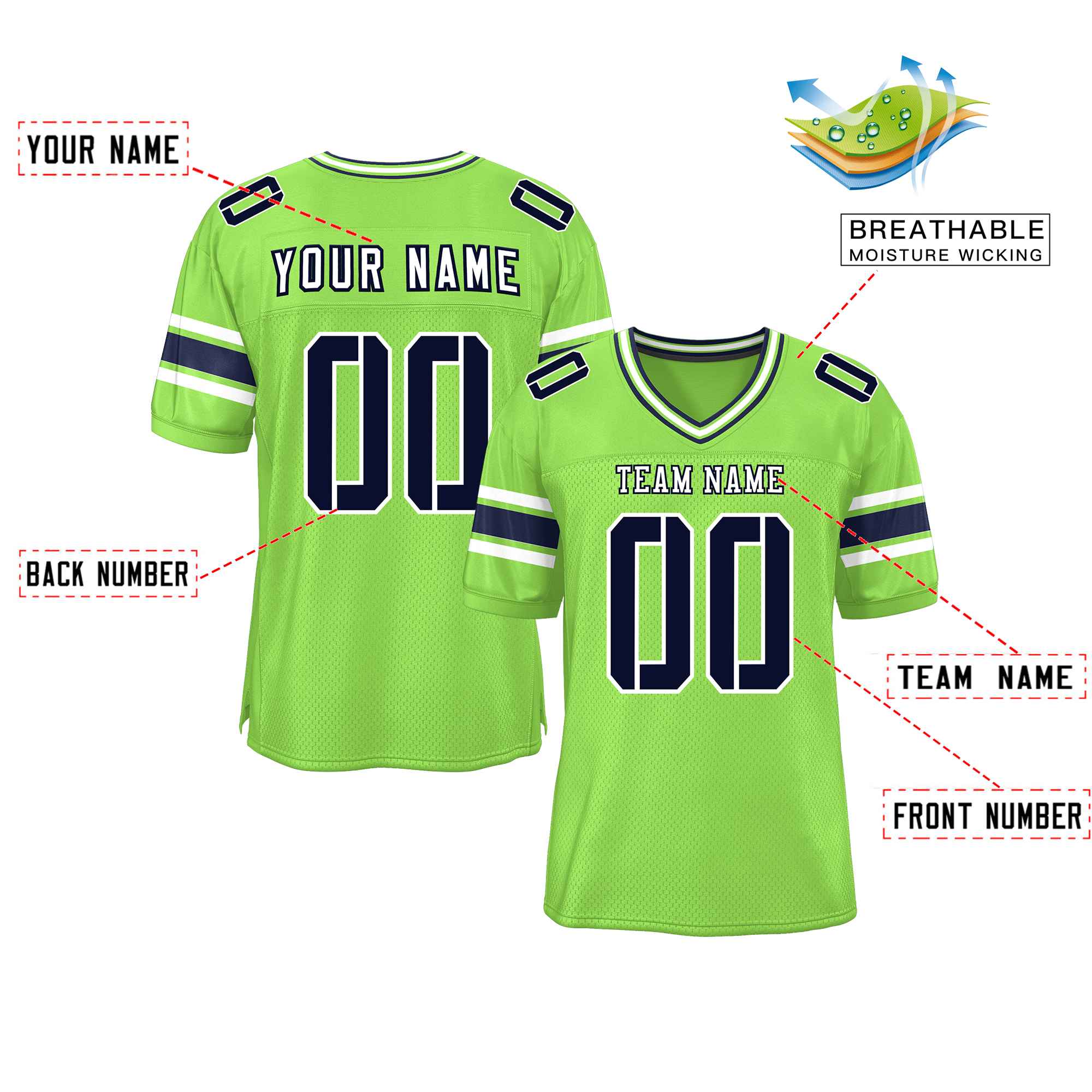 Custom Red Navy-White Classic Style Mesh American Football Jersey | KXKSHOP
