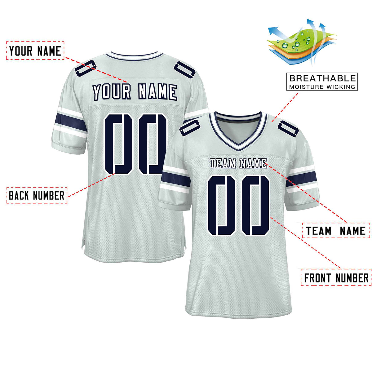 Custom Red Navy-White Classic Style Mesh American Football Jersey | KXKSHOP