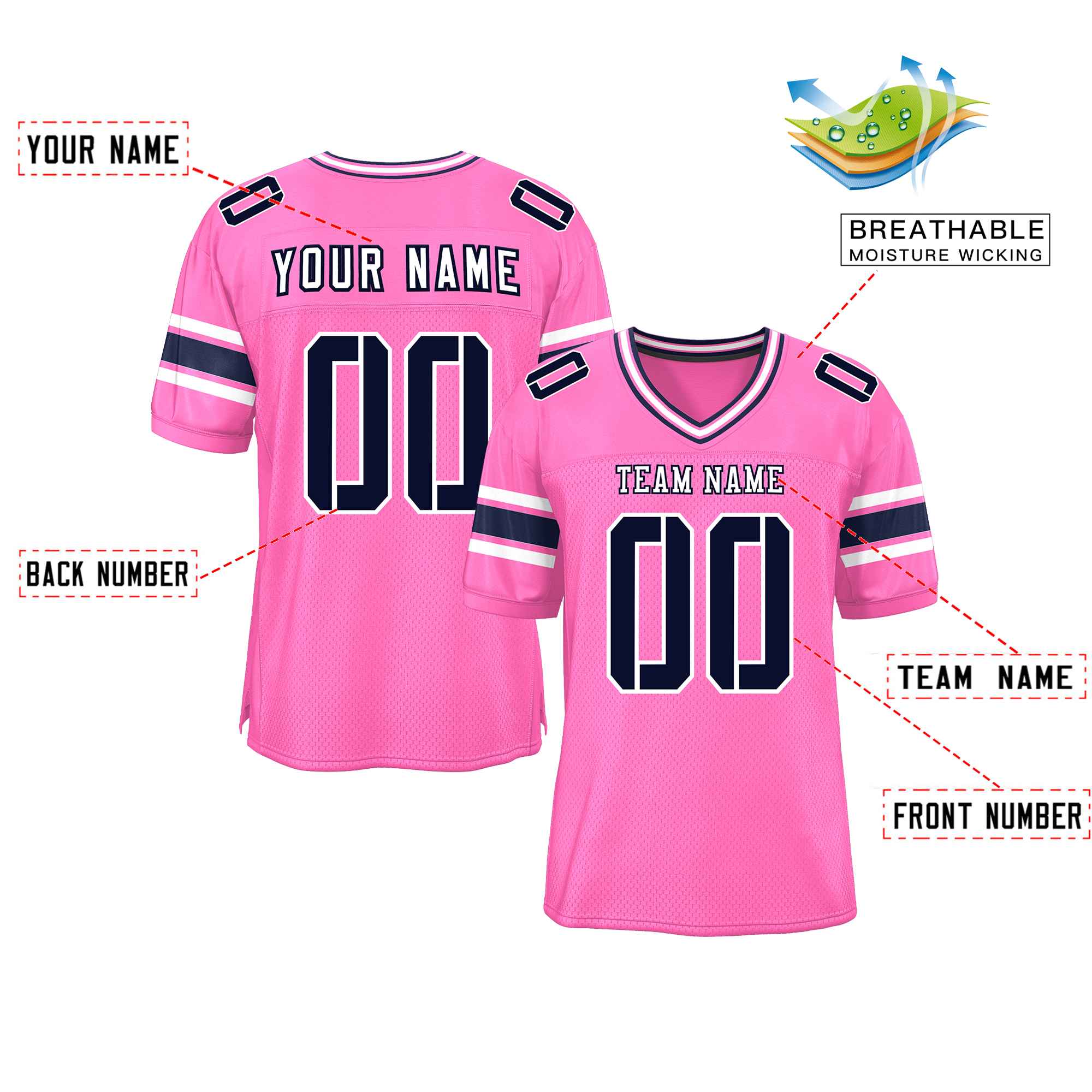 Custom Red Navy-White Classic Style Mesh American Football Jersey | KXKSHOP