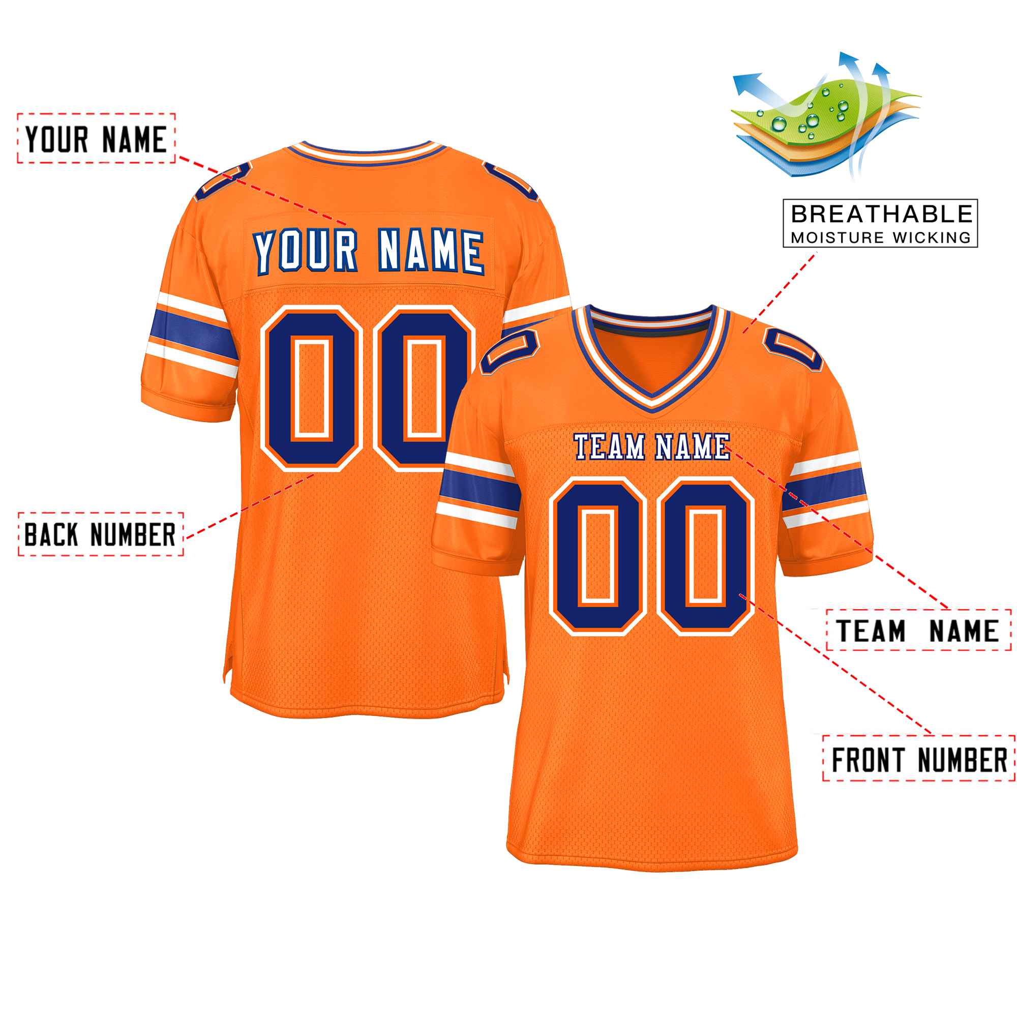 Custom Red Navy-White Classic Style Mesh American Football Jersey | KXKSHOP