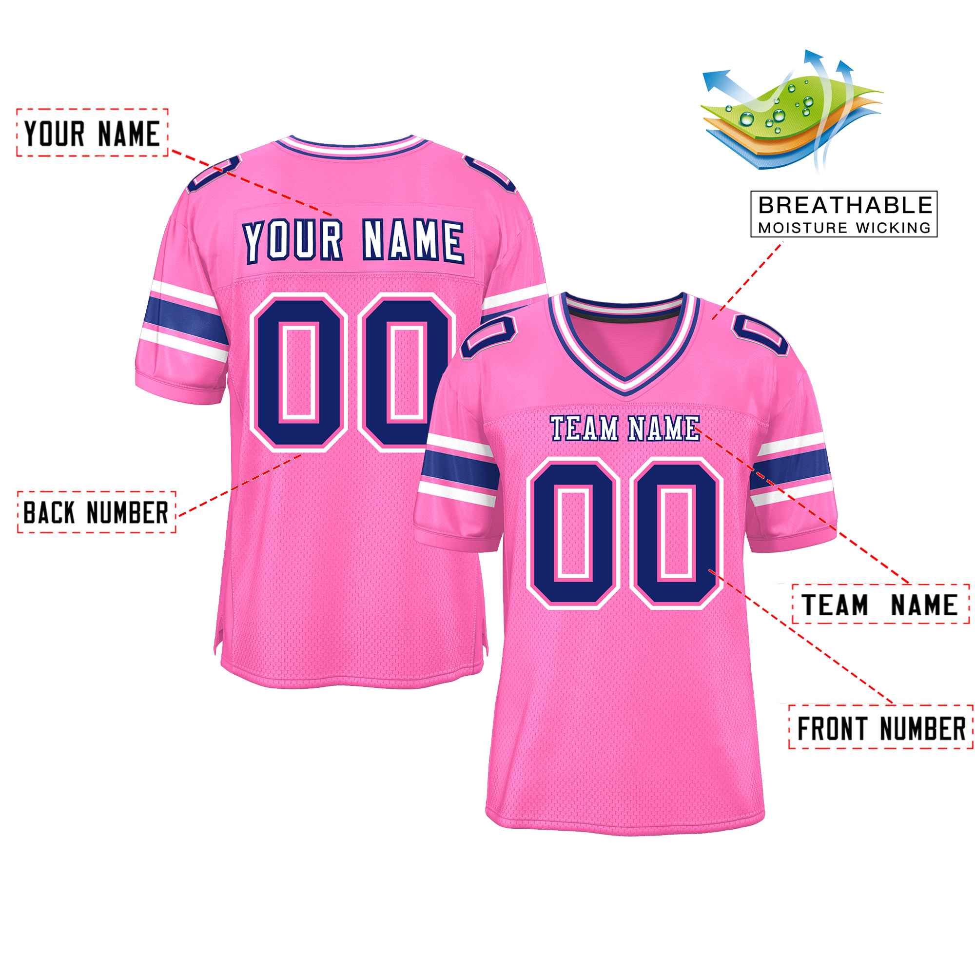 Custom Red Navy-White Classic Style Mesh American Football Jersey | KXKSHOP
