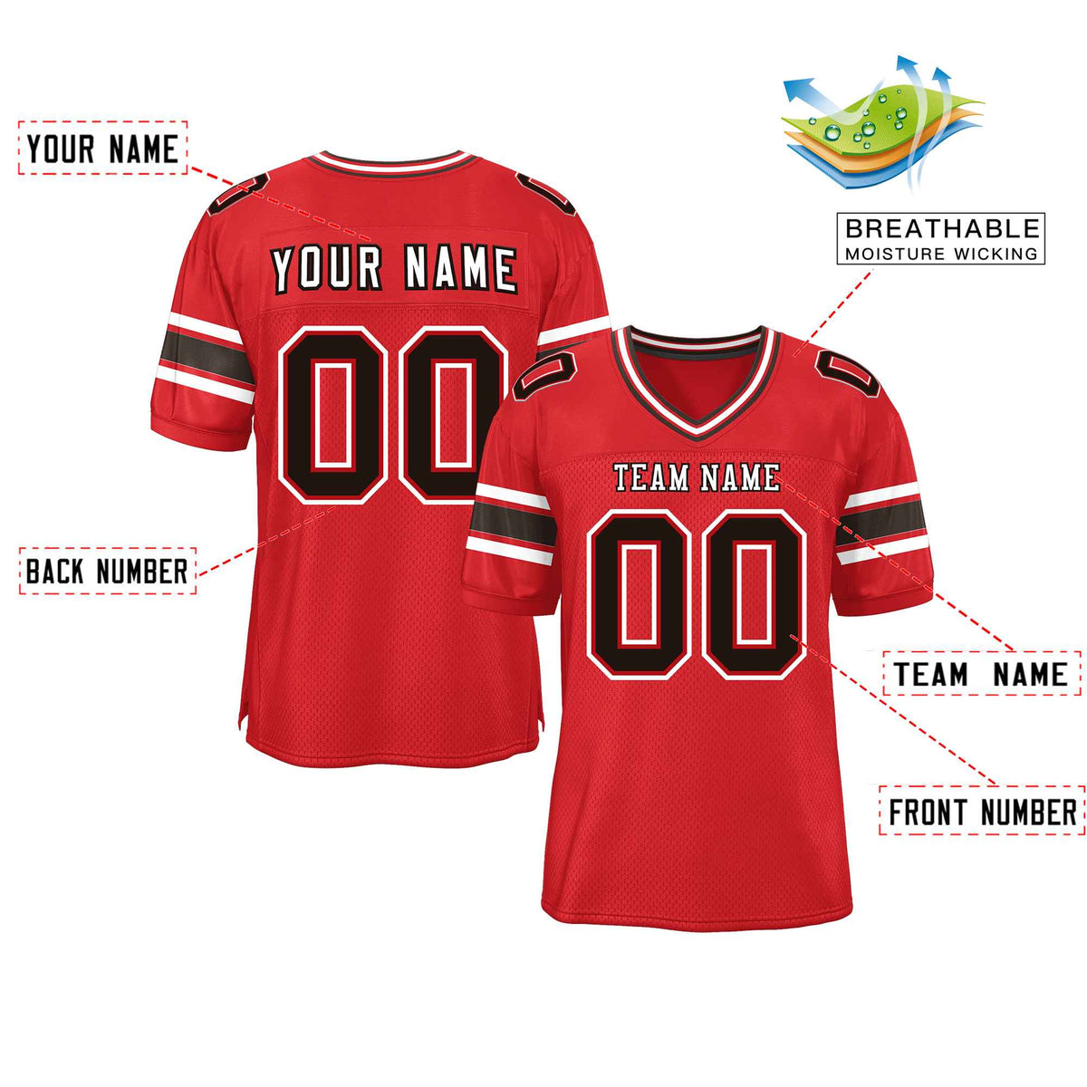 Custom Red Navy-White Classic Style Mesh American Football Jersey | KXKSHOP