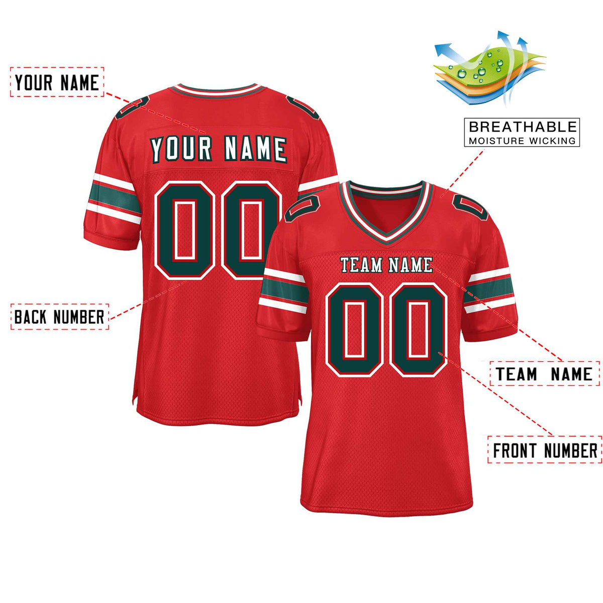 Custom Red Navy-White Classic Style Mesh American Football Jersey | KXKSHOP