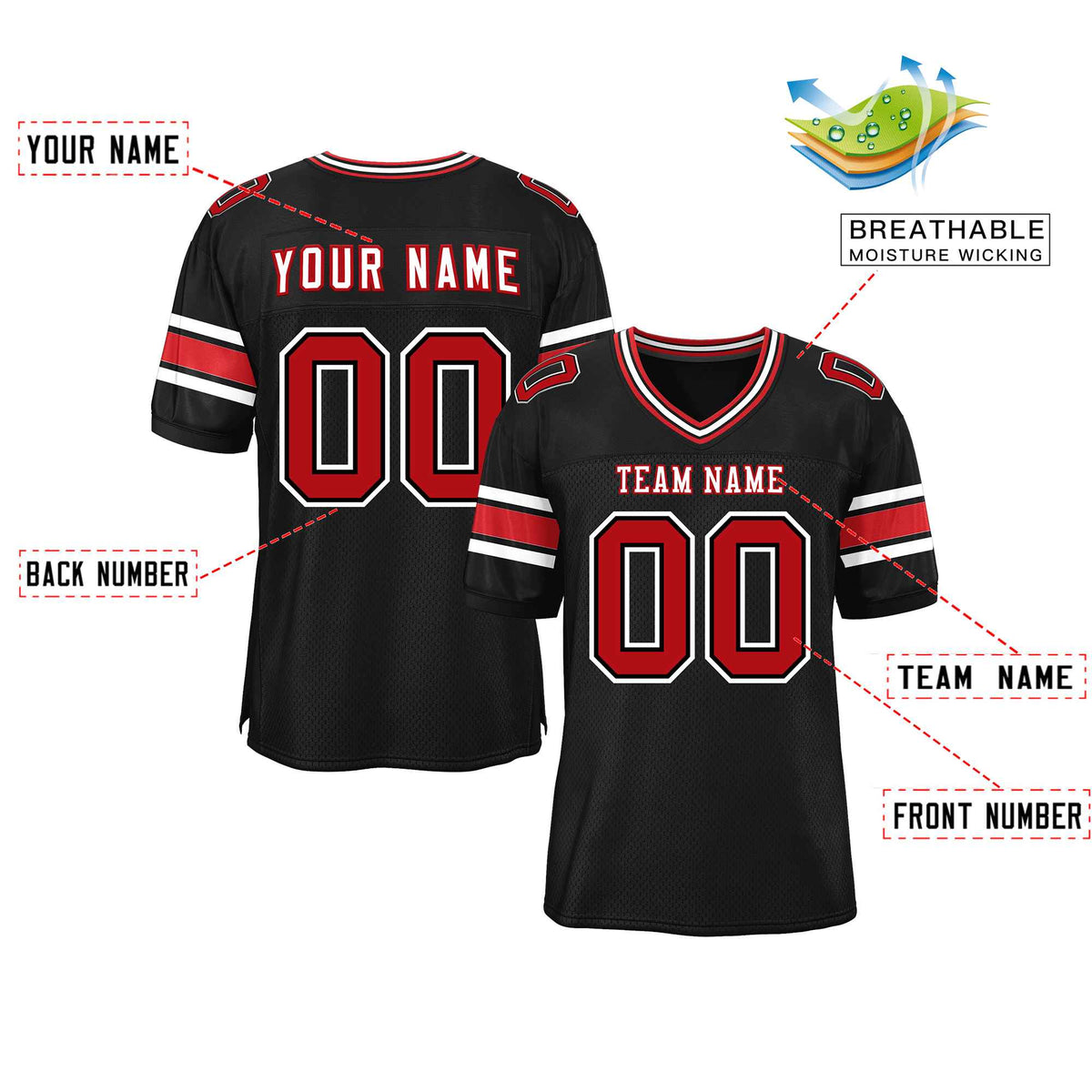 Custom Red Navy-White Classic Style Mesh American Football Jersey | KXKSHOP