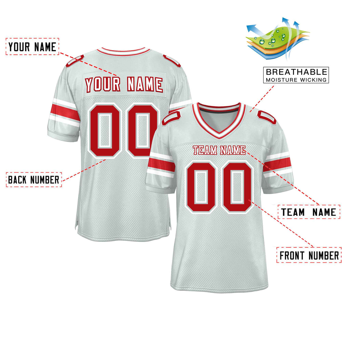Custom Red Navy-White Classic Style Mesh American Football Jersey | KXKSHOP