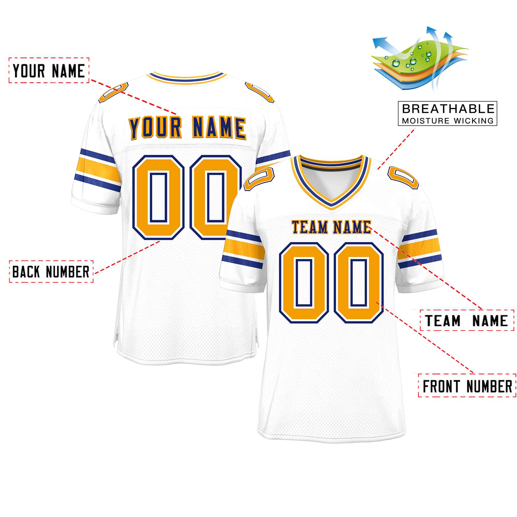 Custom Red Navy-White Classic Style Mesh American Football Jersey | KXKSHOP