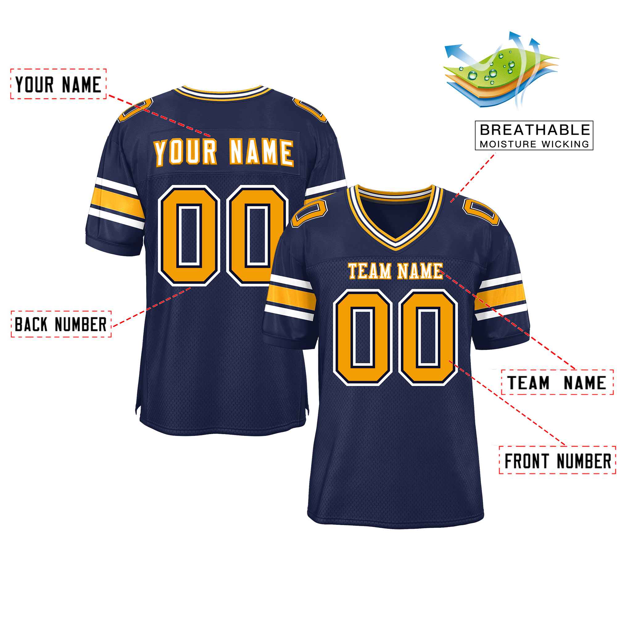 Custom Red Navy-White Classic Style Mesh American Football Jersey | KXKSHOP