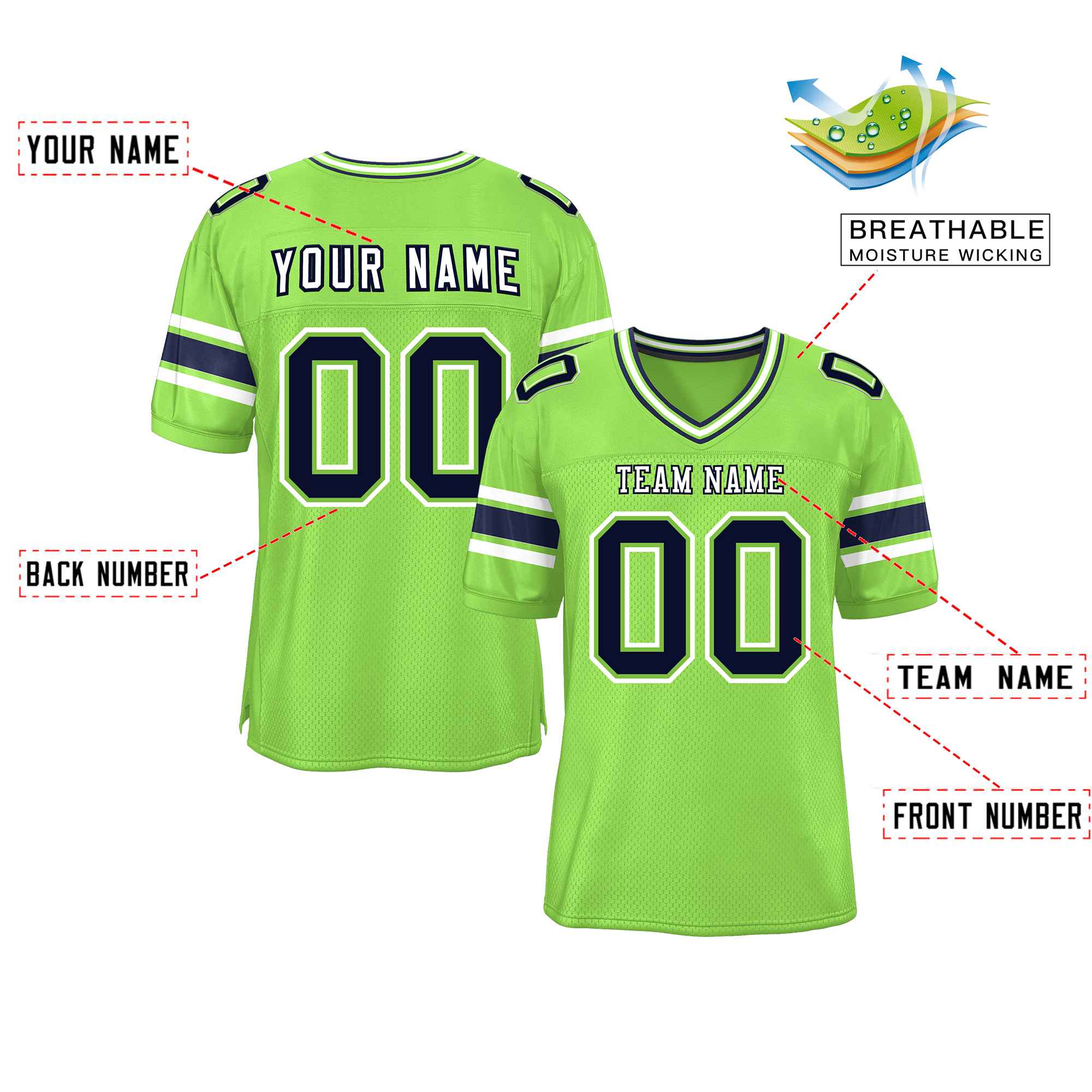Custom Red Navy-White Classic Style Mesh American Football Jersey | KXKSHOP