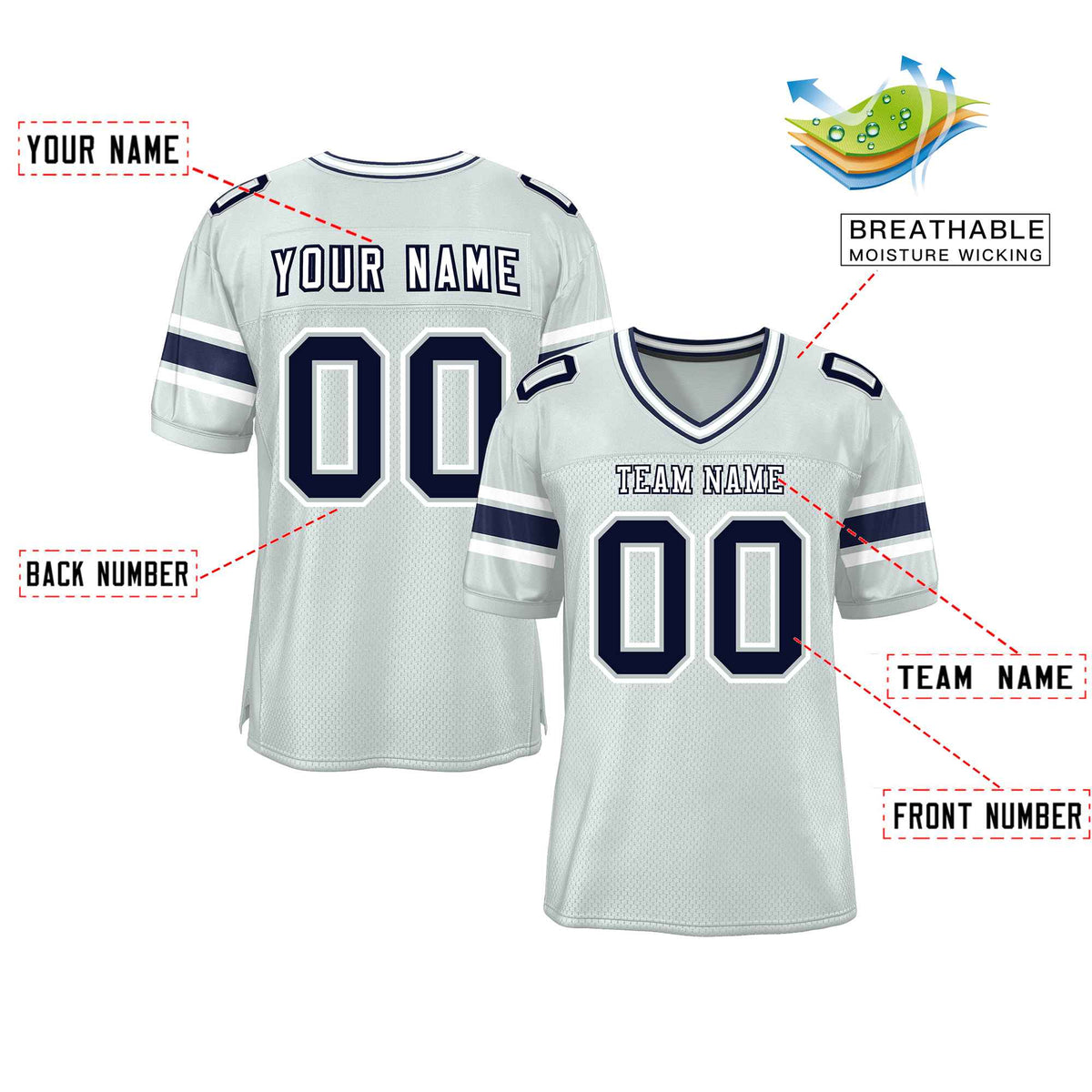 Custom Red Navy-White Classic Style Mesh American Football Jersey | KXKSHOP