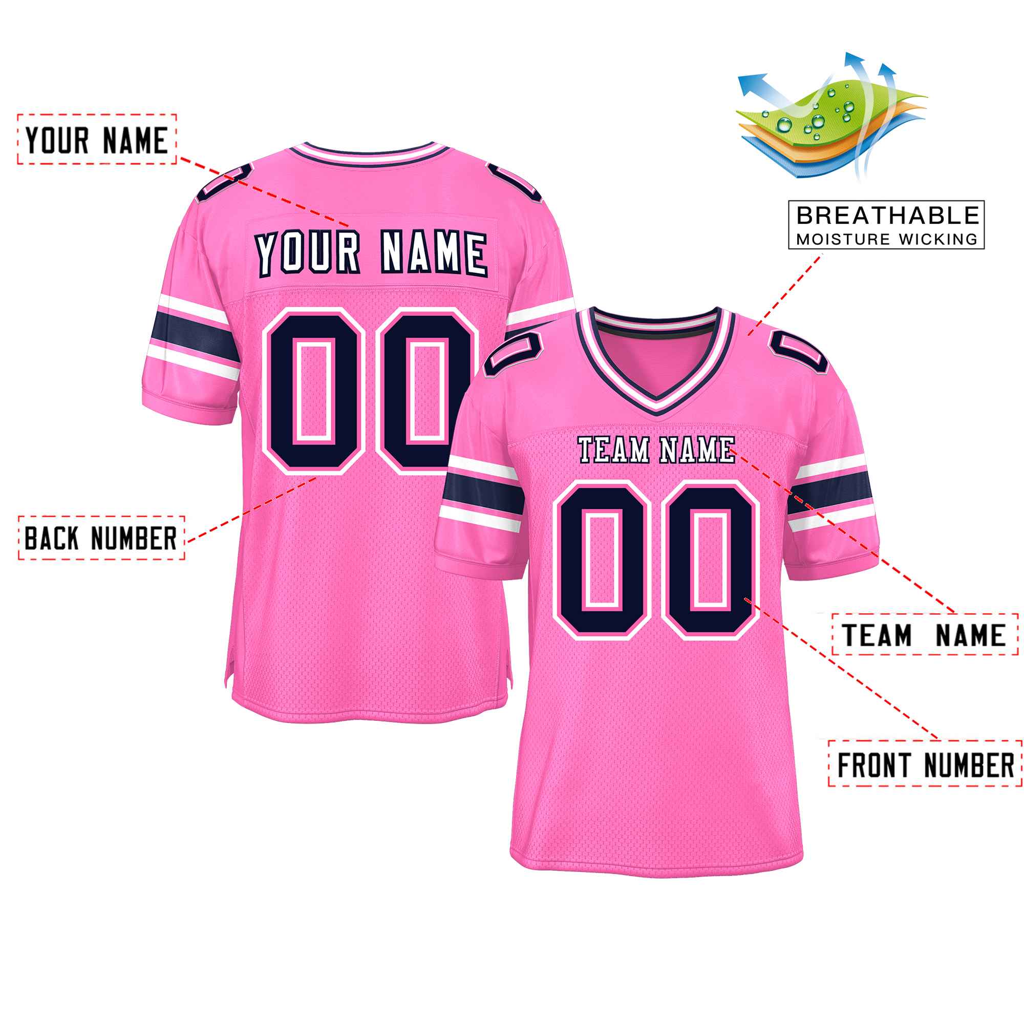 Custom Red Navy-White Classic Style Mesh American Football Jersey | KXKSHOP