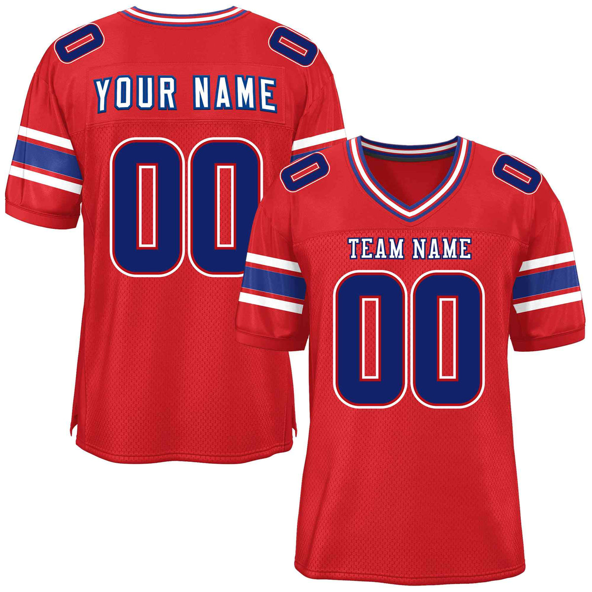 Custom Red Navy-White Classic Style Mesh American Football Jersey | KXKSHOP