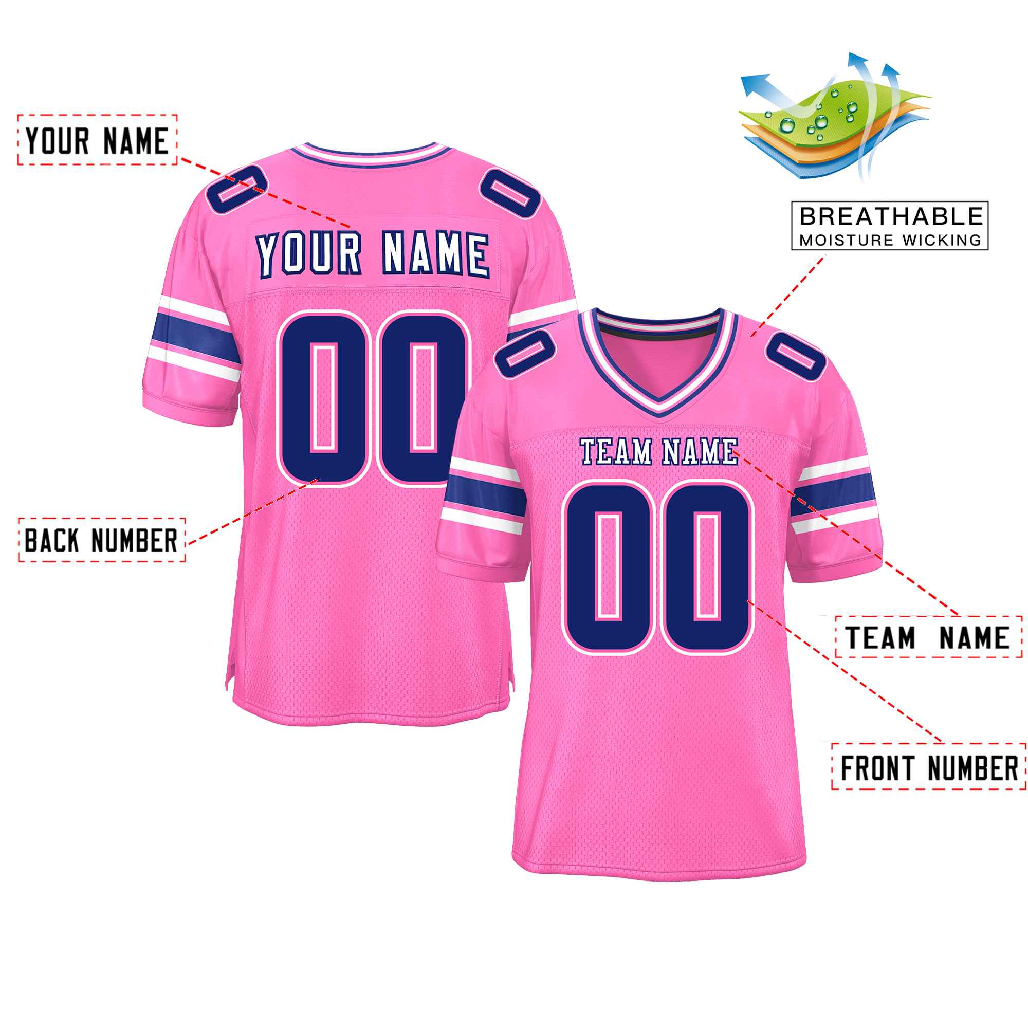 Custom Red Navy-White Classic Style Mesh American Football Jersey | KXKSHOP