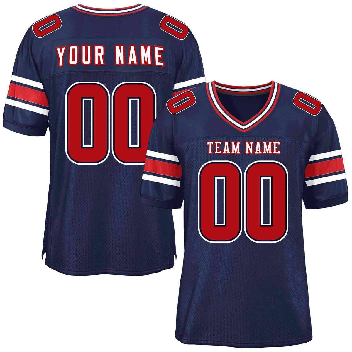 Custom Red Navy-White Classic Style Mesh American Football Jersey | KXKSHOP