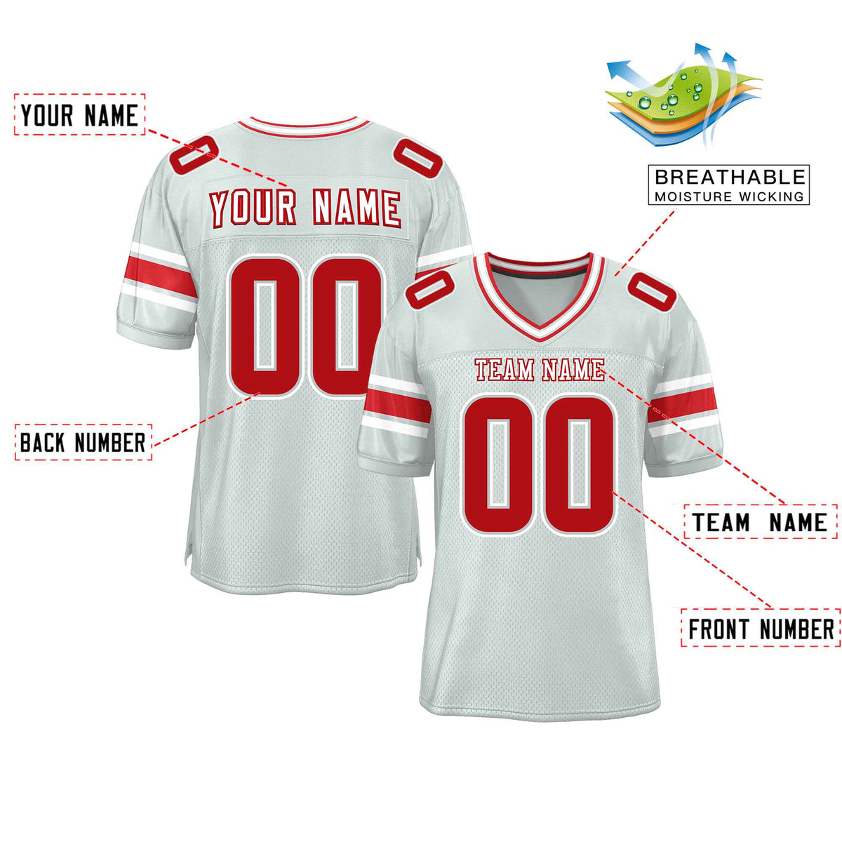 Custom Red Navy-White Classic Style Mesh American Football Jersey | KXKSHOP