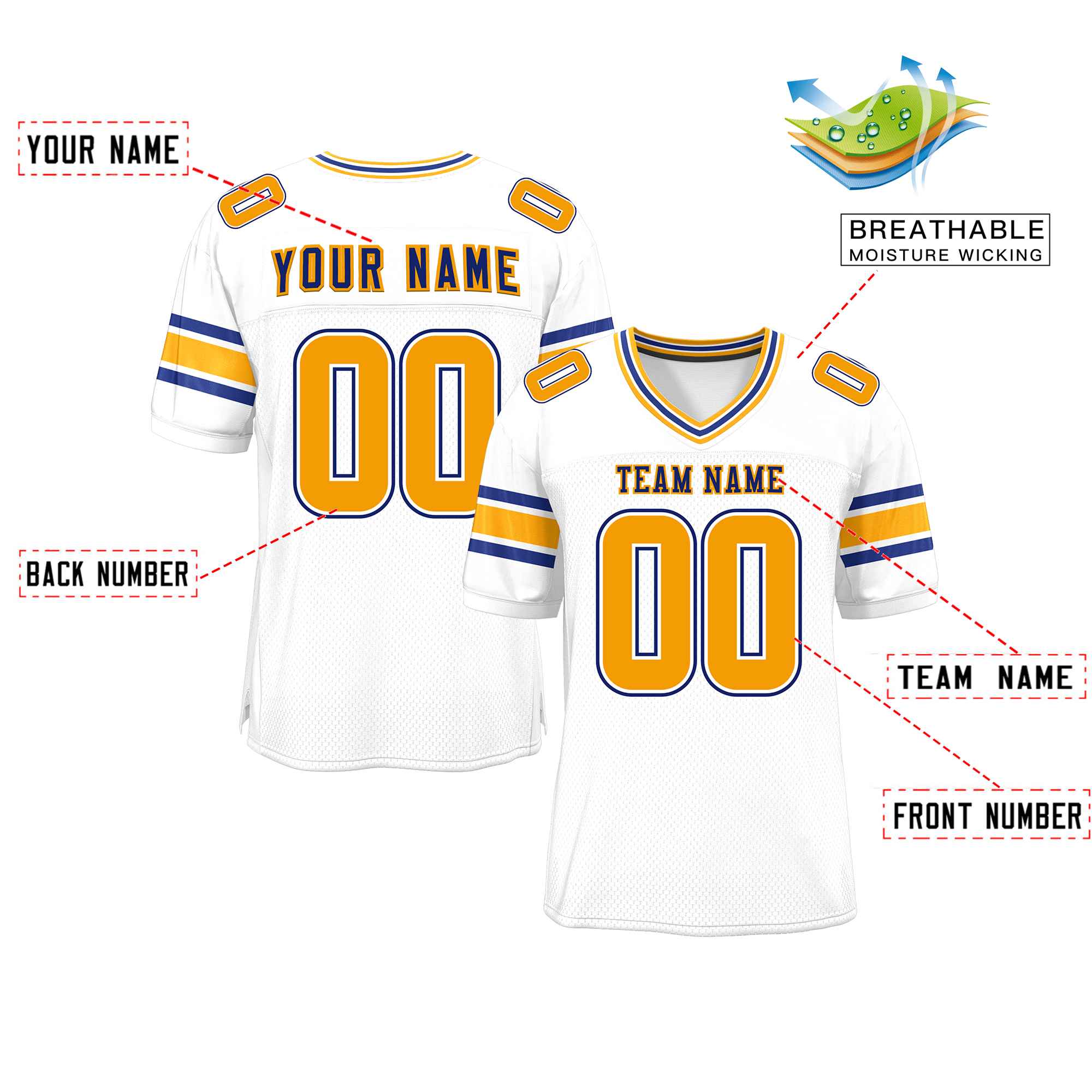 Custom Red Navy-White Classic Style Mesh American Football Jersey | KXKSHOP
