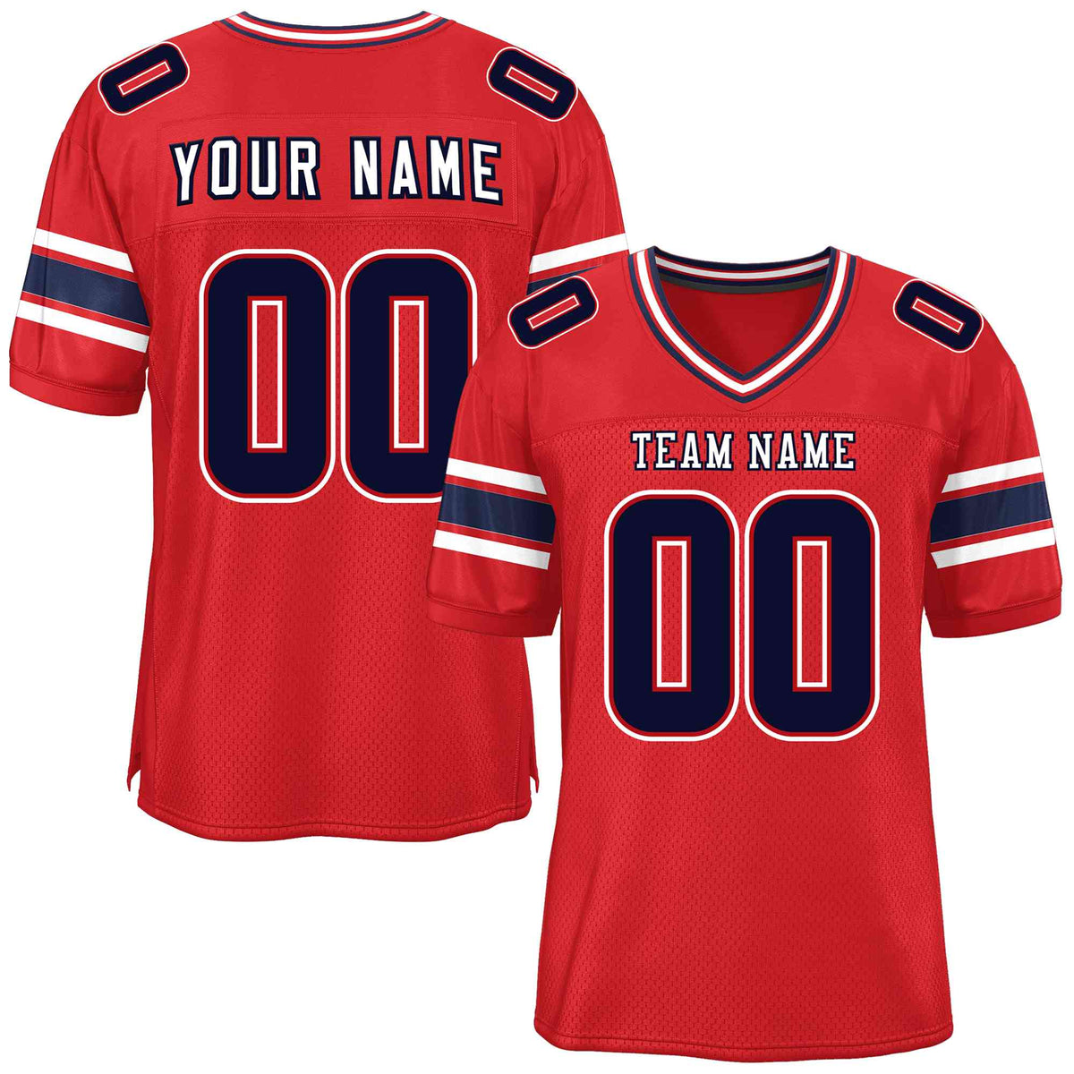 Custom Red Navy-White Classic Style Mesh American Football Jersey | KXKSHOP