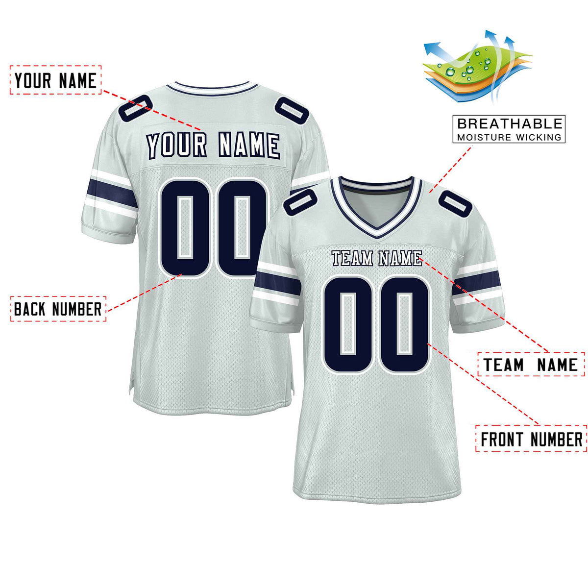 Custom Red Navy-White Classic Style Mesh American Football Jersey | KXKSHOP