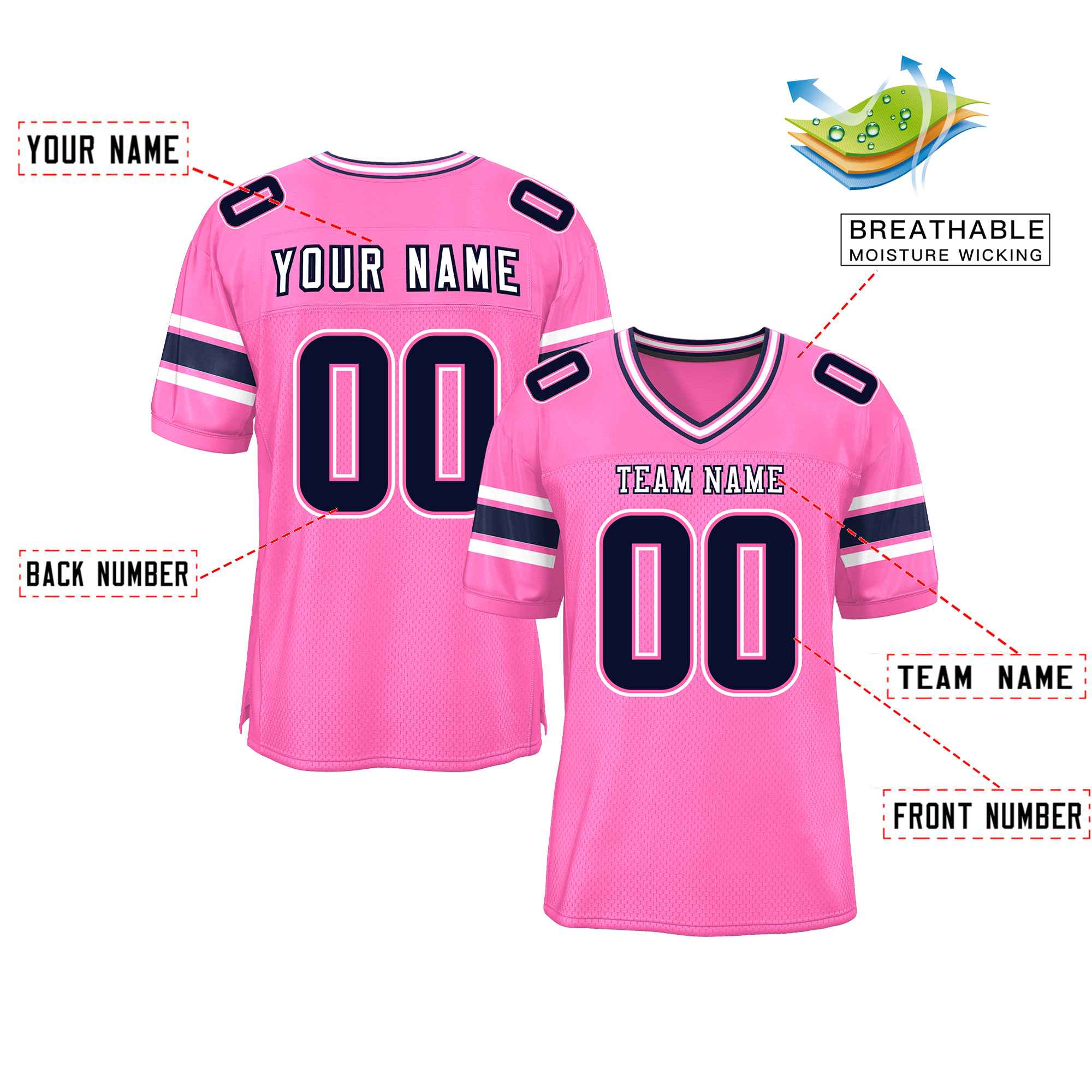 Custom Red Navy-White Classic Style Mesh American Football Jersey | KXKSHOP