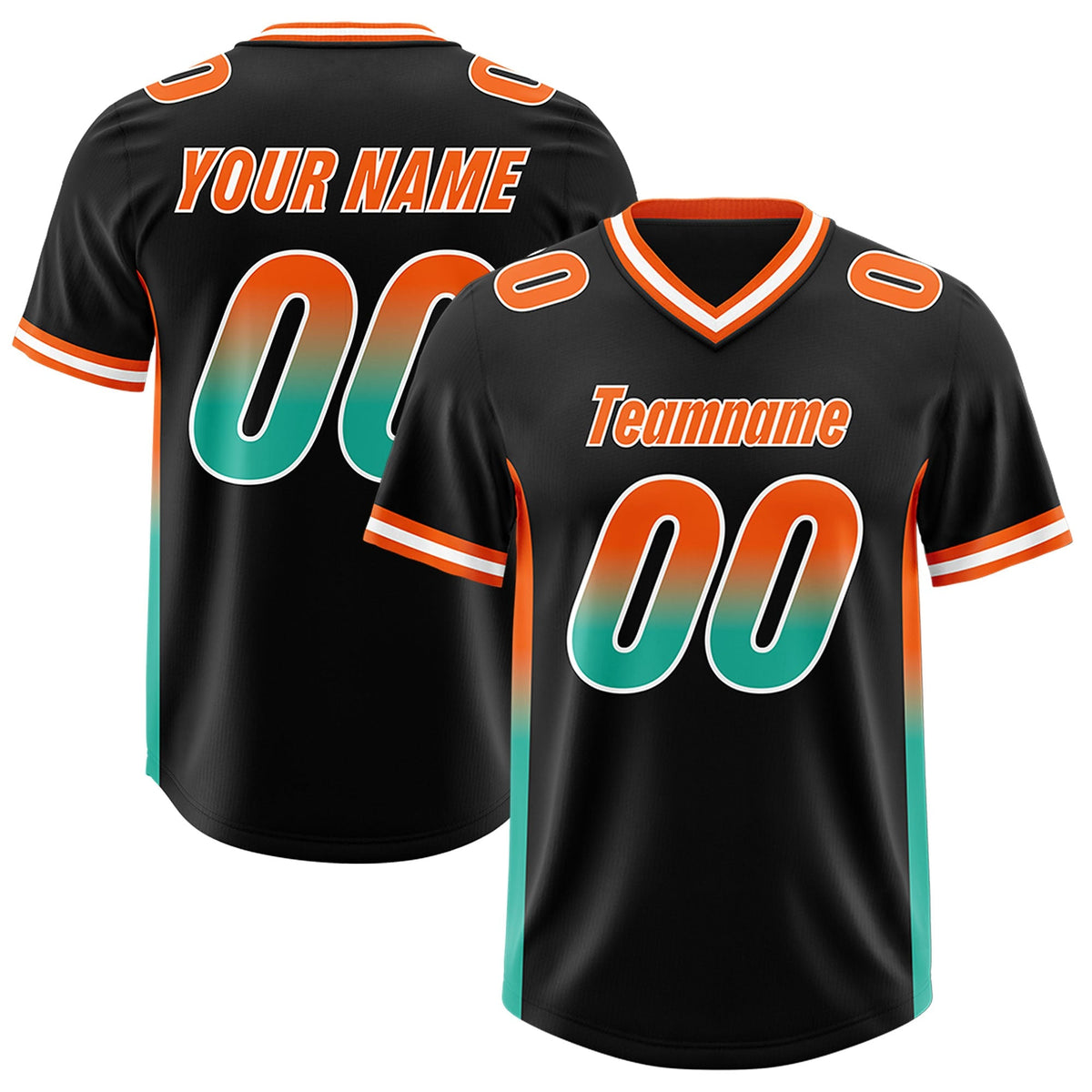 Custom Black Orange and Bright Green Sides Gradient Fashion Personalized Team American Football Jersey