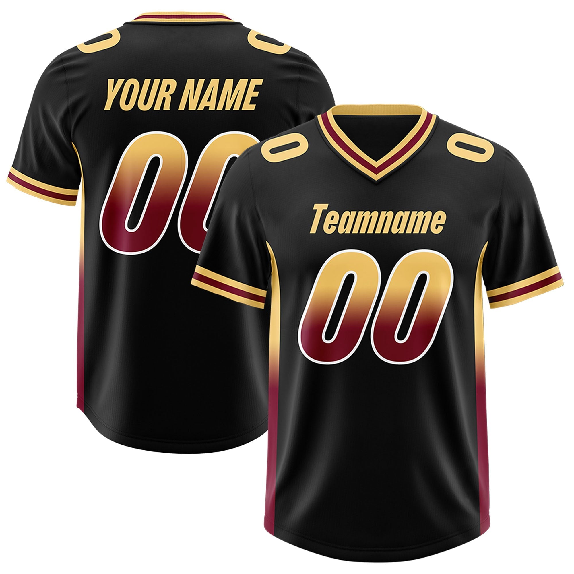 Custom Black Khaki and Cardinal Sides Gradient Fashion Personalized Team American Football Jersey