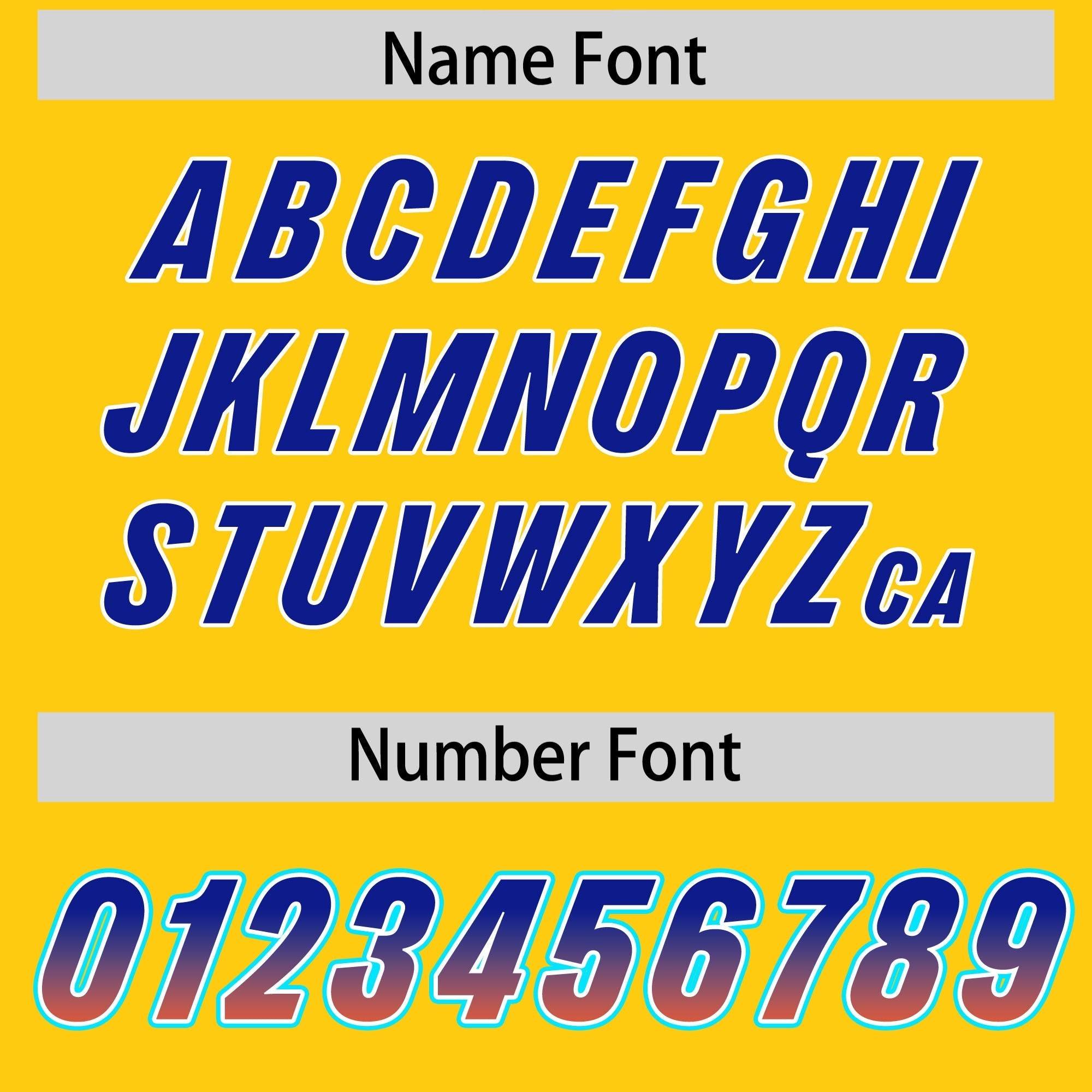 Custom Gold Royal and Orange Sides Gradient Fashion Personalized Team American Football Jersey