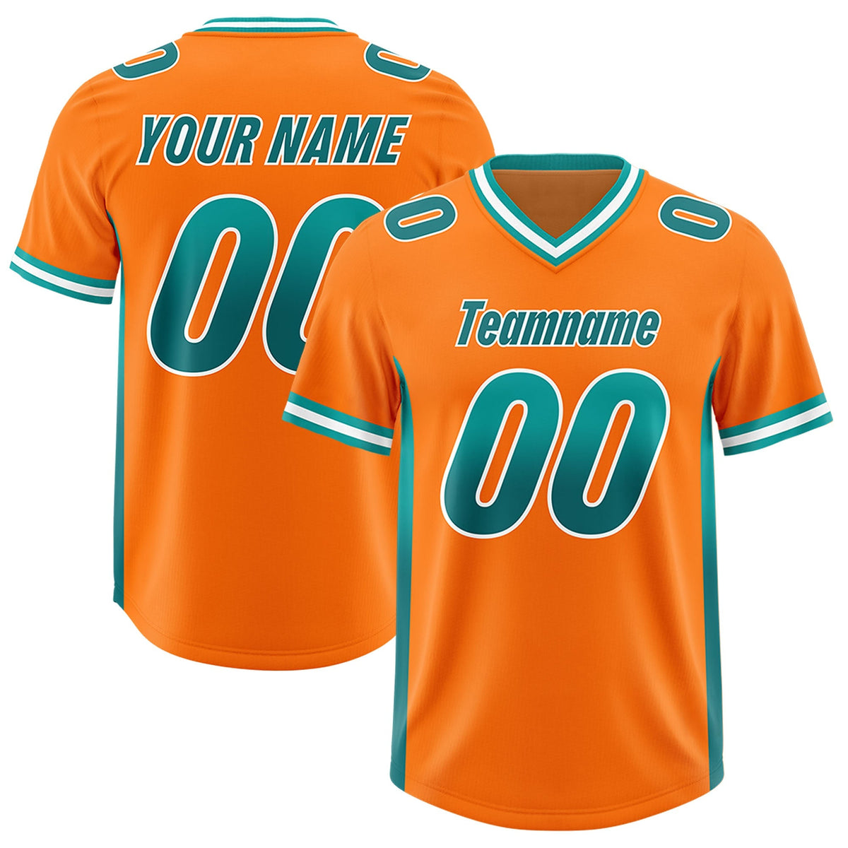 Custom Orange Aqua and Aqua Sides Gradient Fashion Personalized Team American Football Jersey
