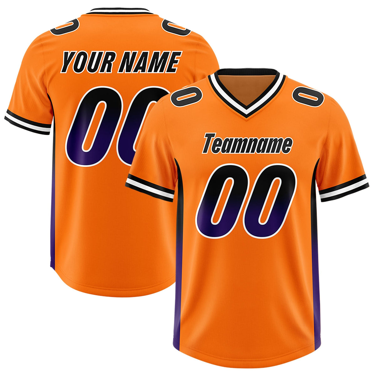 Custom Orange Black and Purple Sides Gradient Fashion Personalized Team American Football Jersey
