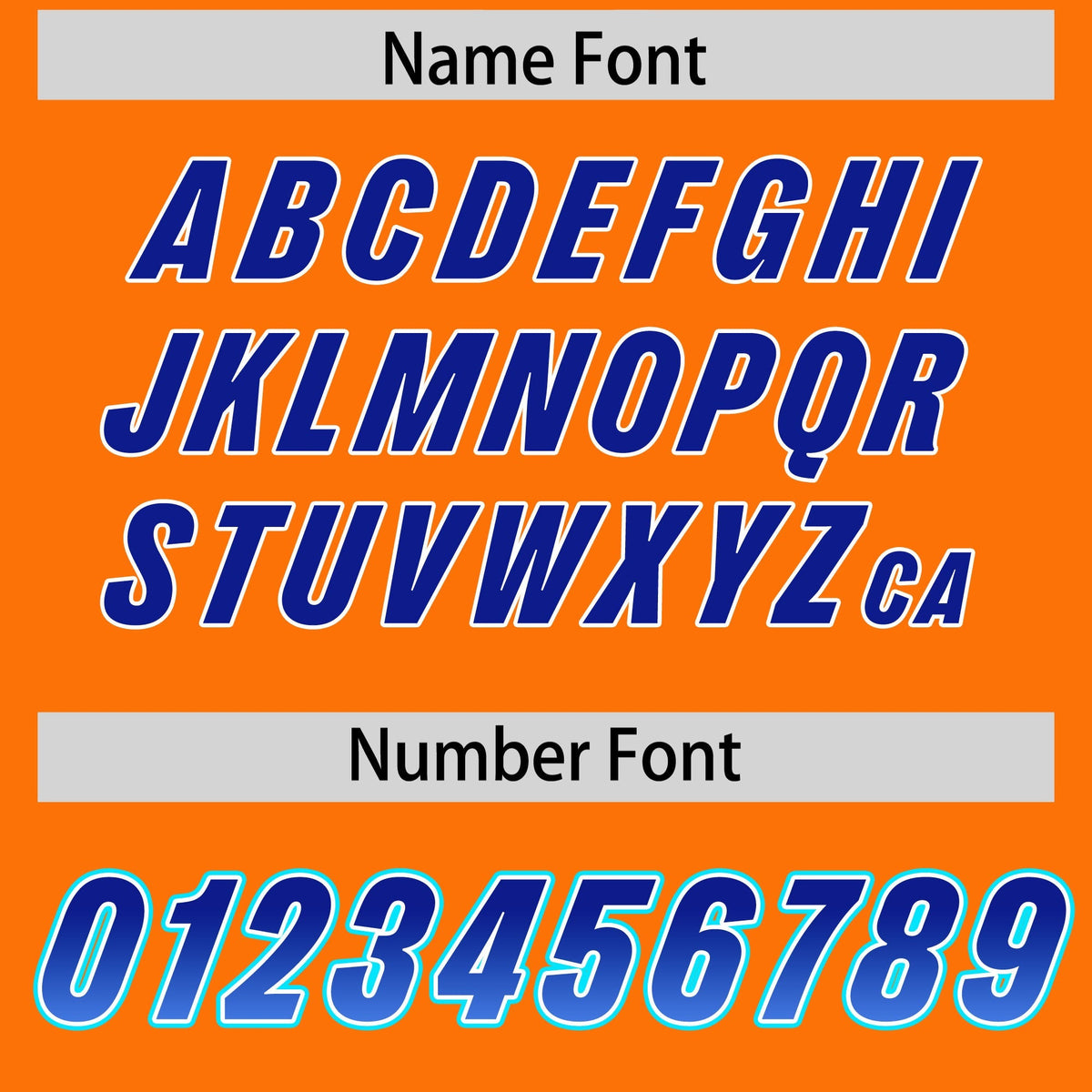 Custom Orange Royal and Powder Blue Sides Gradient Fashion Personalized Team American Football Jersey