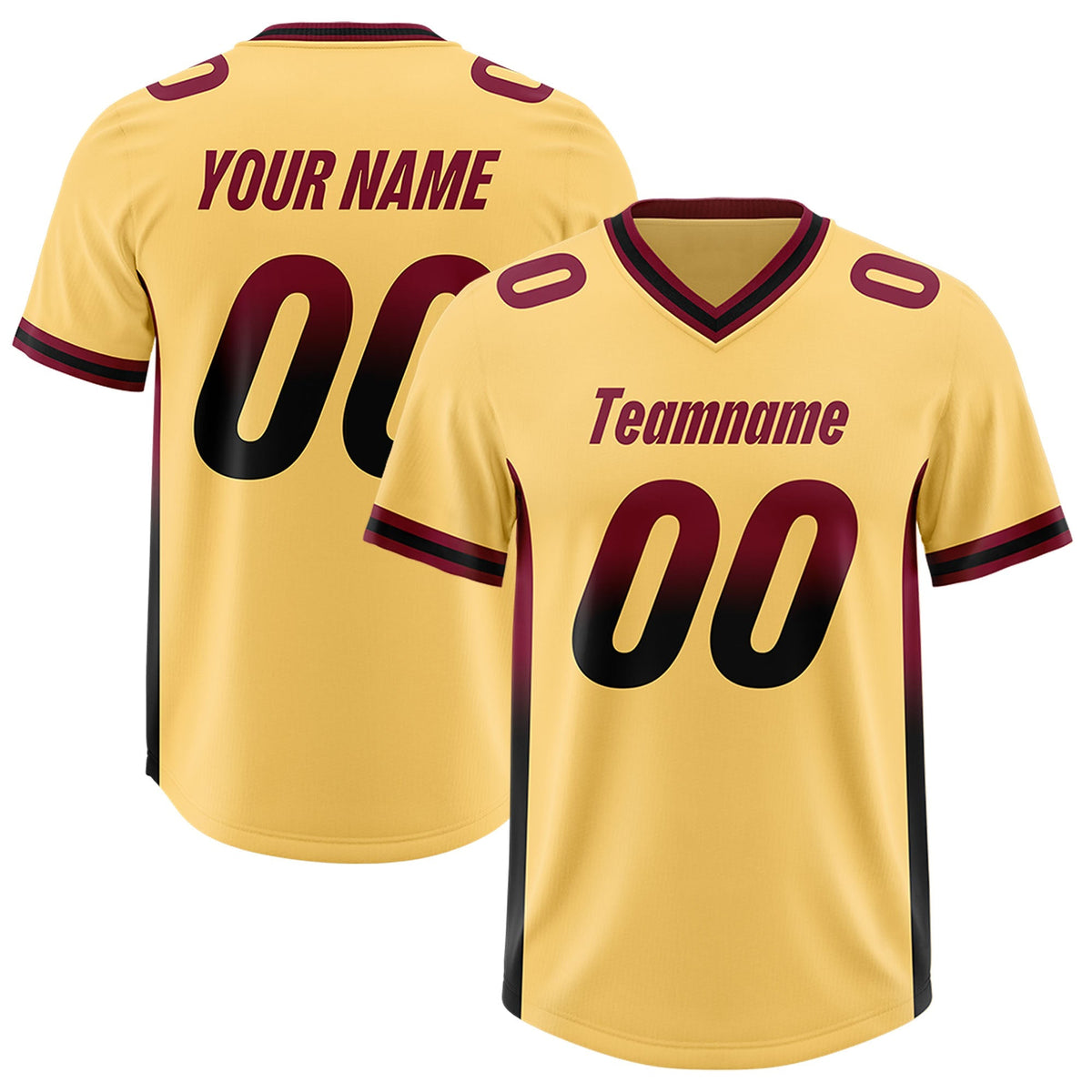 Custom Khaki Cardinal and Black Sides Gradient Fashion Personalized Team American Football Jersey