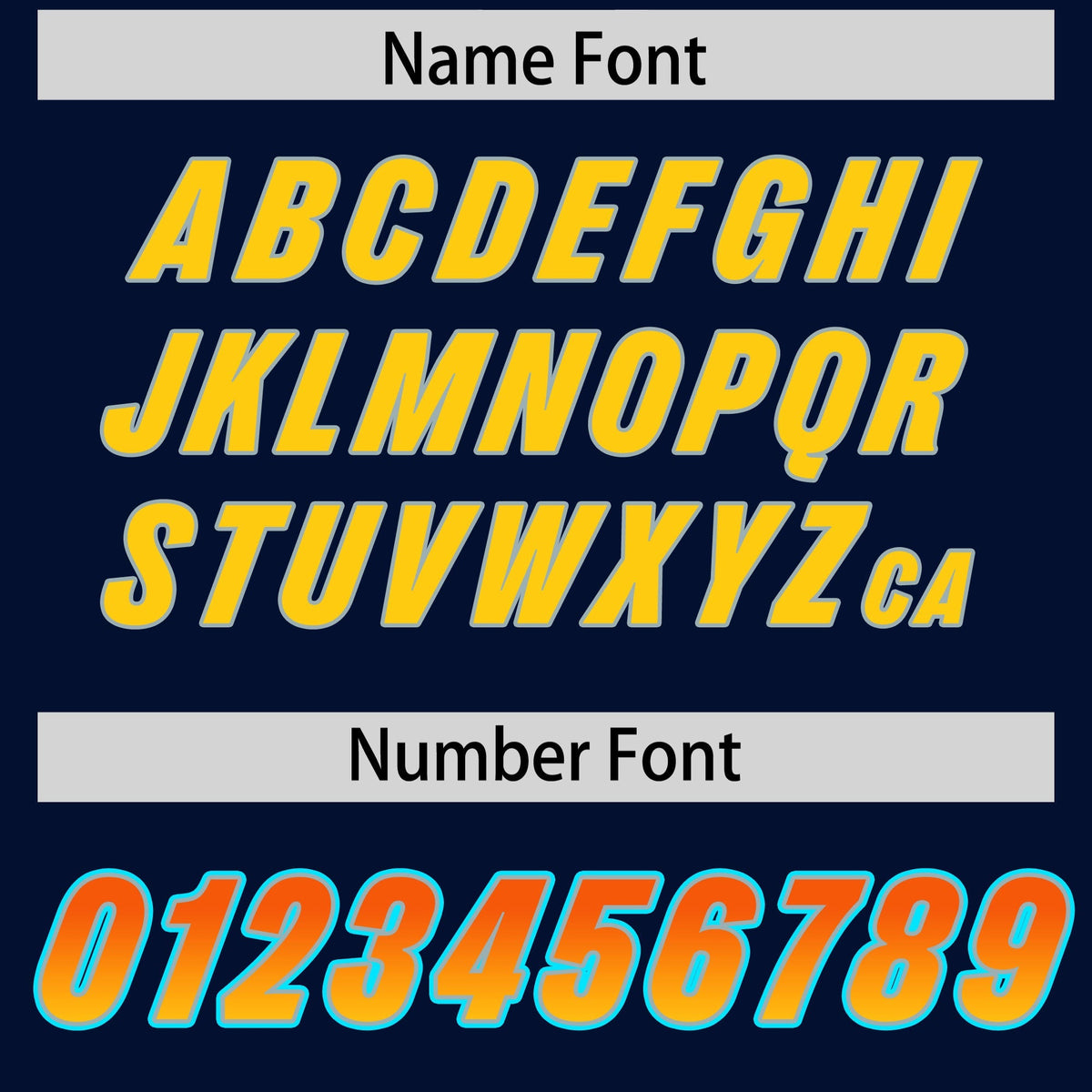 Custom Navy Orange and Gold Sides Gradient Fashion Personalized Team American Football Jersey