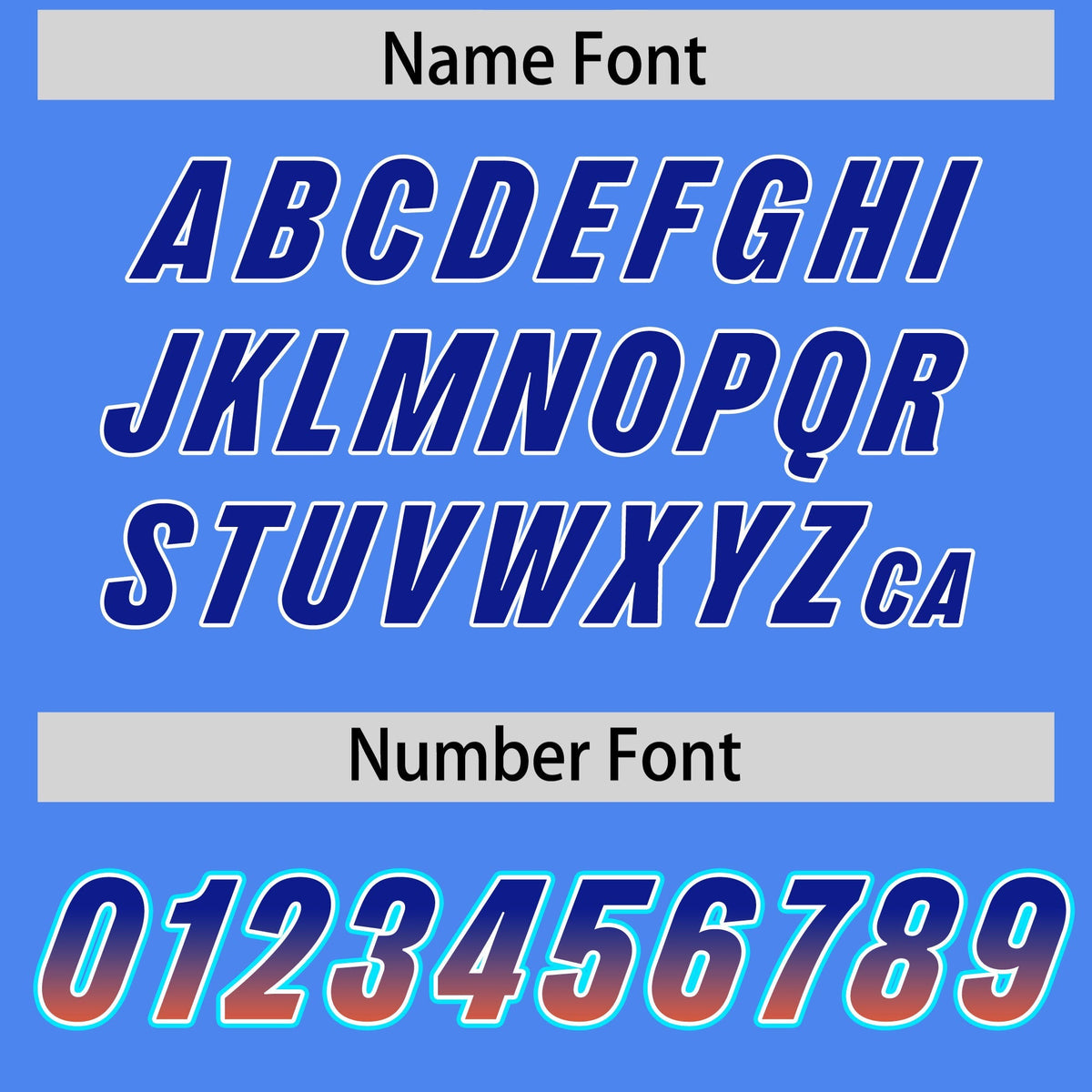 Custom Powder Blue Royal and Orange Sides Gradient Fashion Personalized Team American Football Jersey