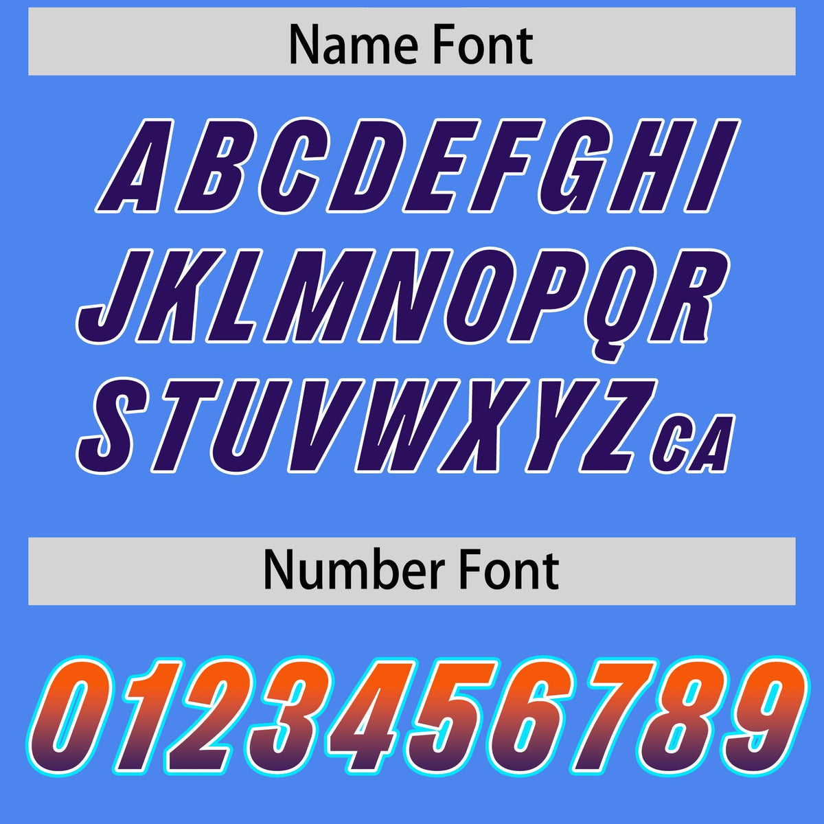 Custom Powder Blue Orange and Purple Sides Gradient Fashion Personalized Team American Football Jersey