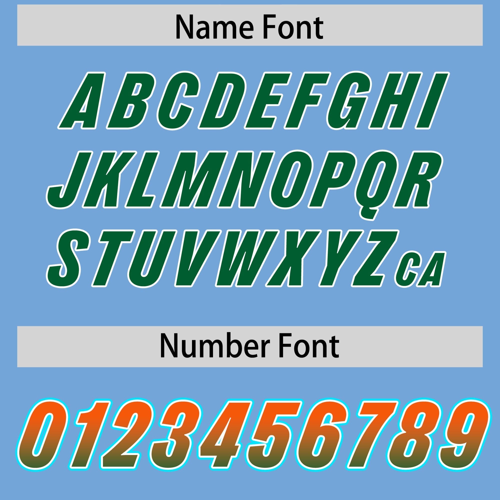Custom Powder Blue Orange and Kelly Green Sides Gradient Fashion Personalized Team American Football Jersey
