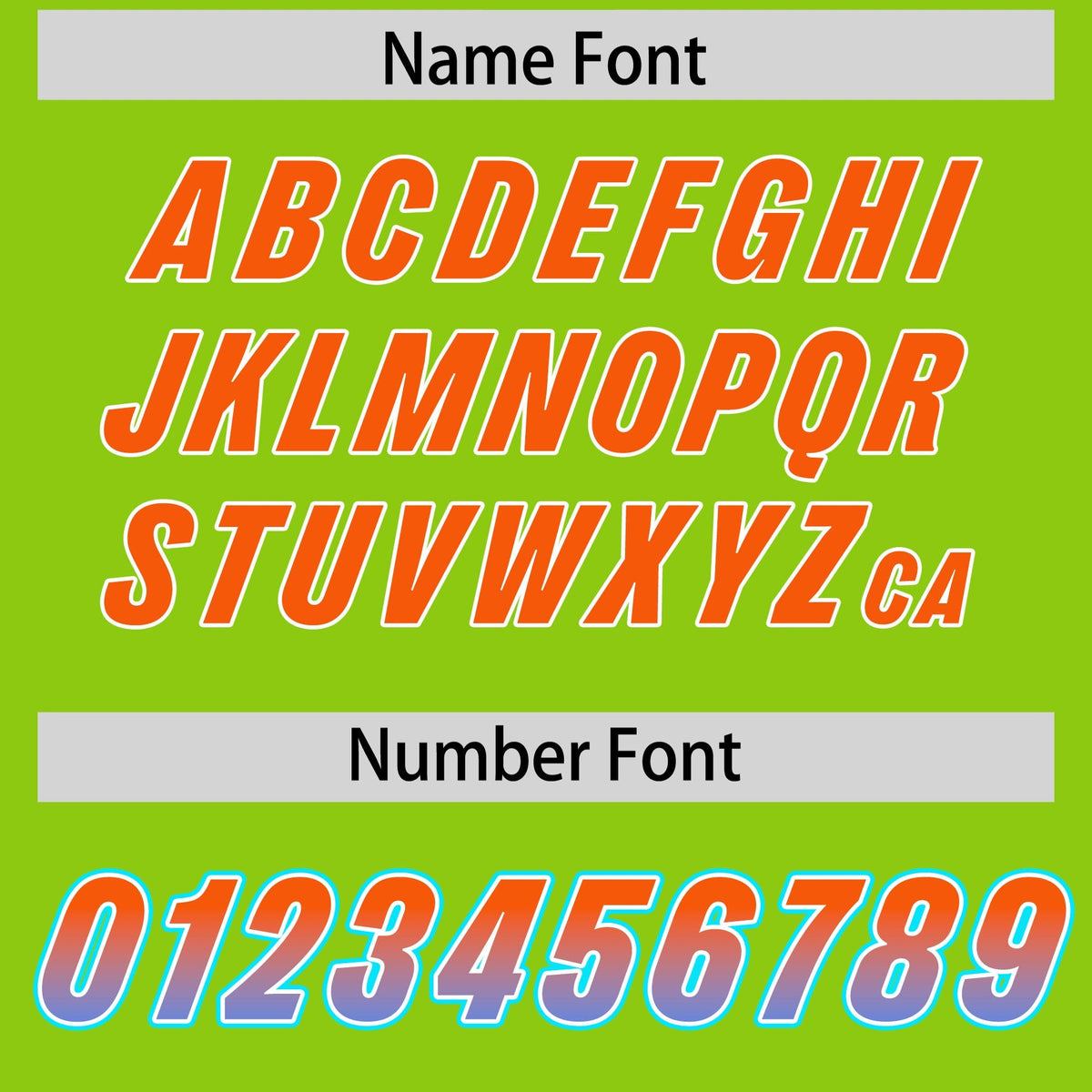 Custom Neon Green Orange and Powder Blue Sides Gradient Fashion Personalized Team American Football Jersey