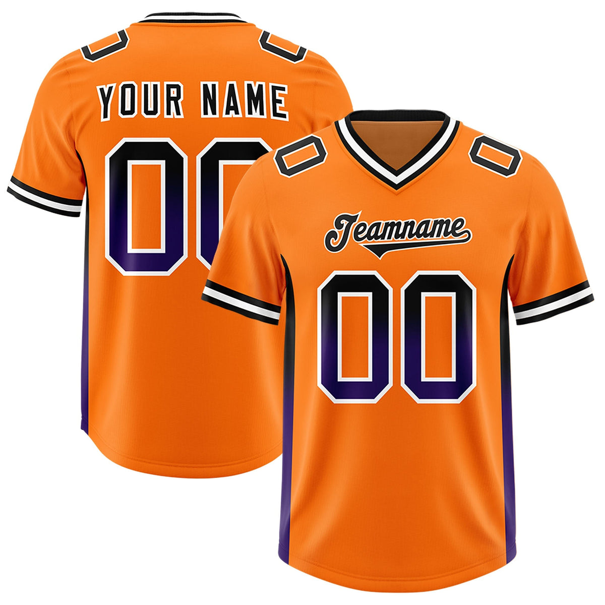 Custom Orange Black and Purple Sides Gradient Fashion Personalized Team American Football Jersey