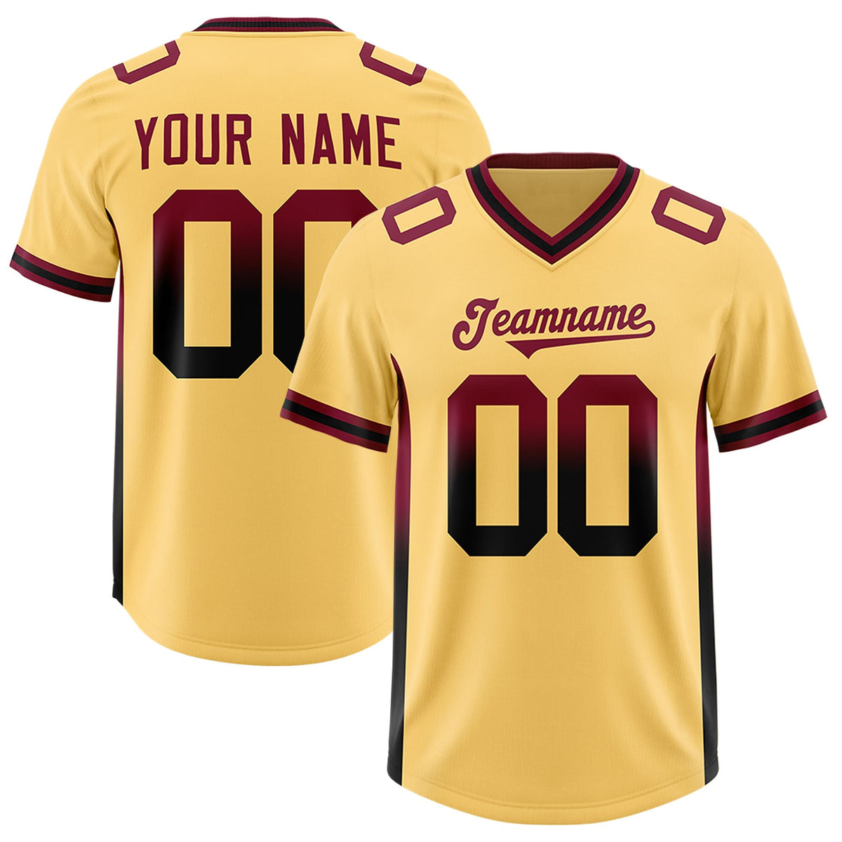 Custom Khaki Cardinal and Black Sides Gradient Fashion Personalized Team American Football Jersey