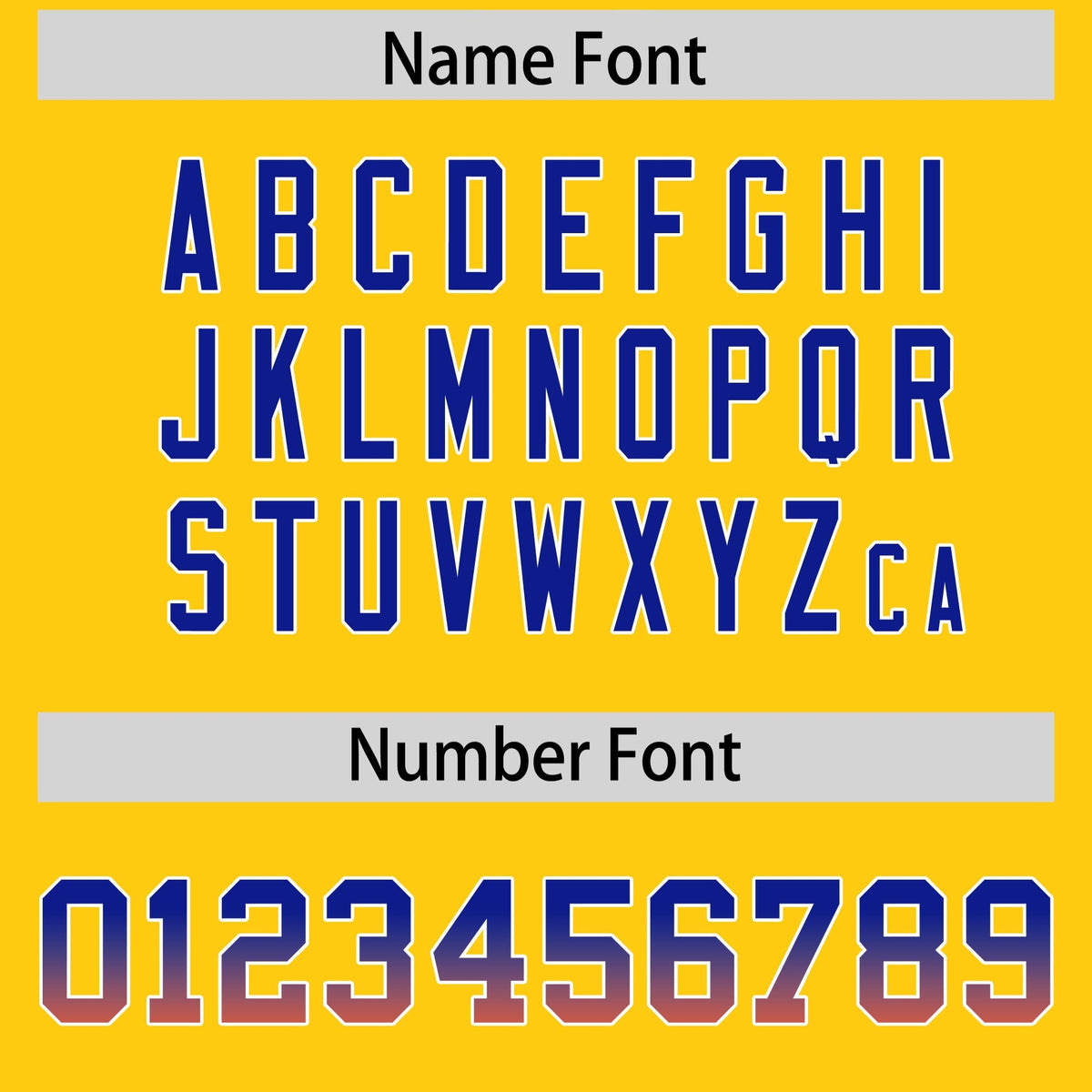 Custom Gold Royal and Orange Sides Gradient Fashion Personalized Team American Football Jersey