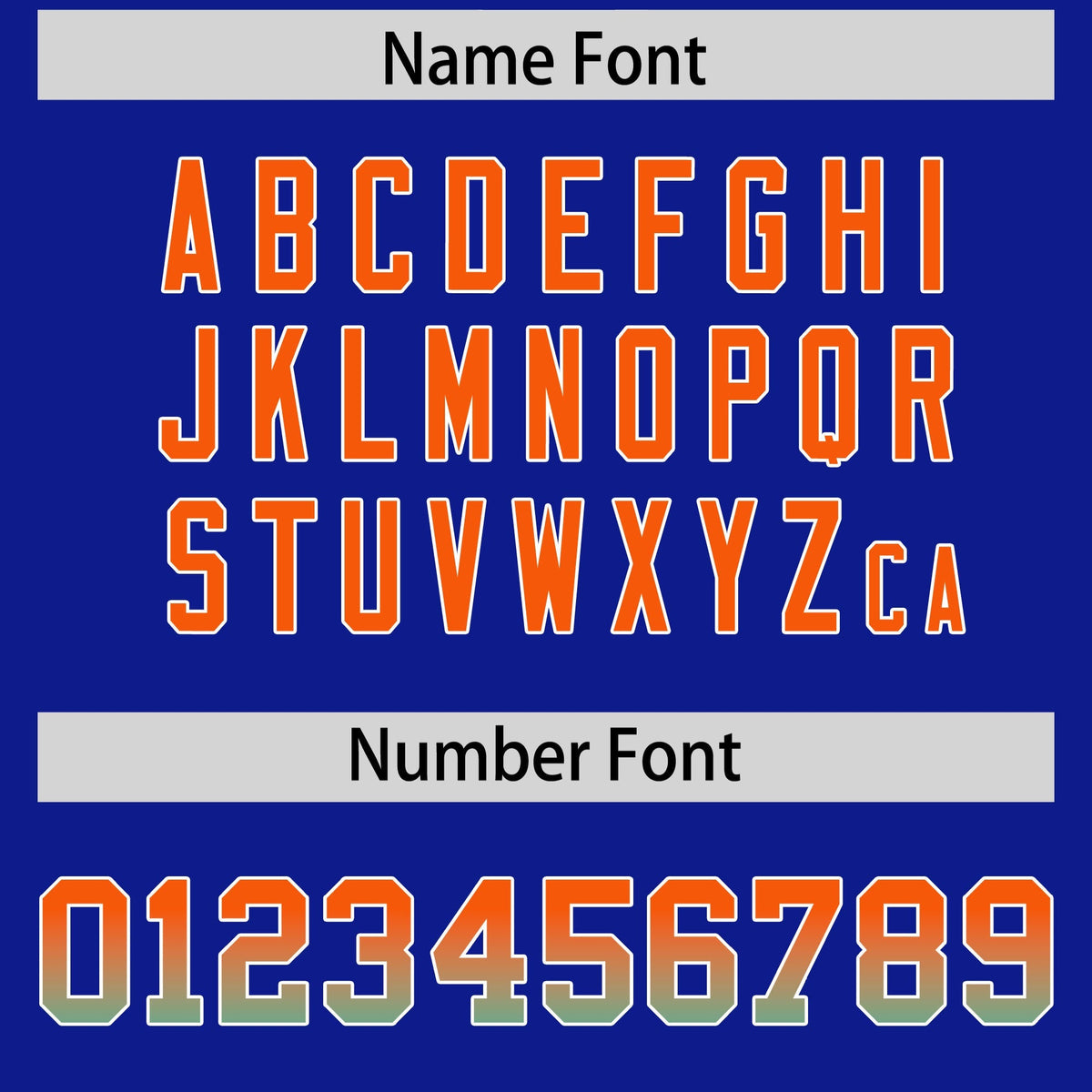 Custom Royal Orange and Bright Green Sides Gradient Fashion Personalized Team American Football Jersey