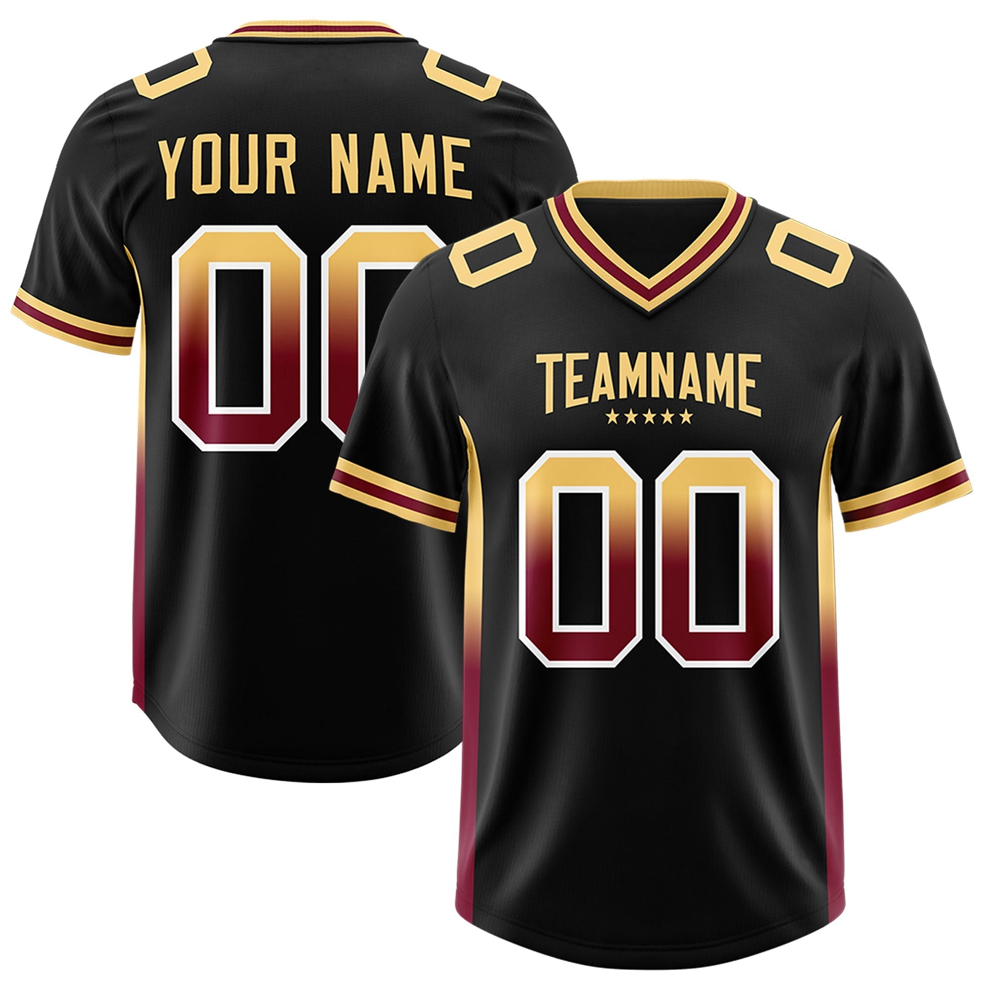 Custom Black Khaki and Cardinal Sides Gradient Fashion Personalized Team American Football Jersey