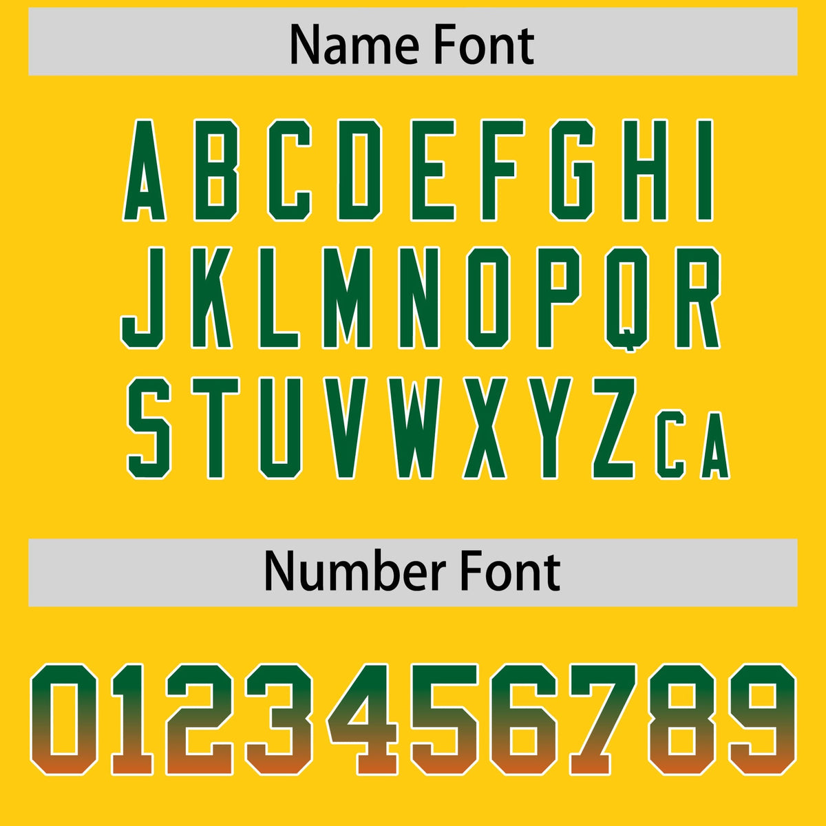 Custom Gold Kelly Green and Orange Sides Gradient Fashion Personalized Team American Football Jersey