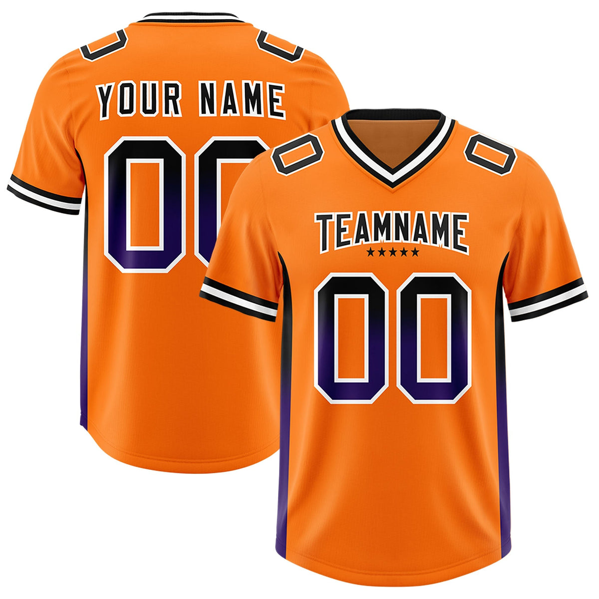 Custom Orange Black and Purple Sides Gradient Fashion Personalized Team American Football Jersey