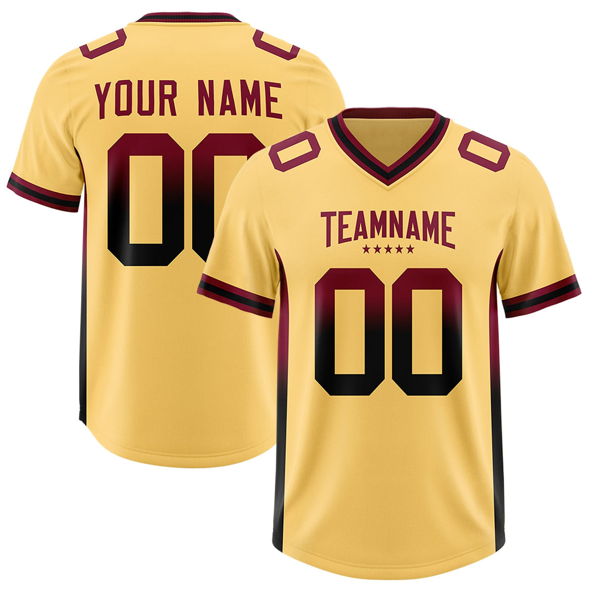 Custom Khaki Cardinal and Black Sides Gradient Fashion Personalized Team American Football Jersey