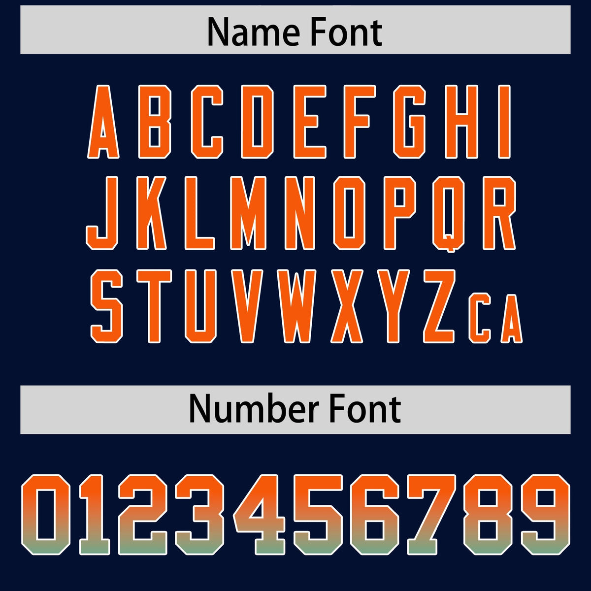 Custom Navy Orange and Bright Green Sides Gradient Fashion Personalized Team American Football Jersey