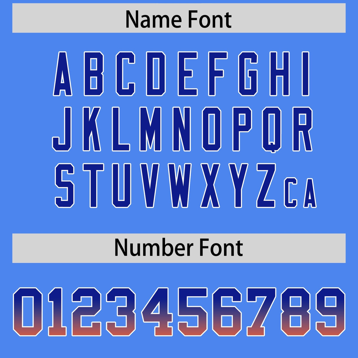 Custom Powder Blue Royal and Orange Sides Gradient Fashion Personalized Team American Football Jersey