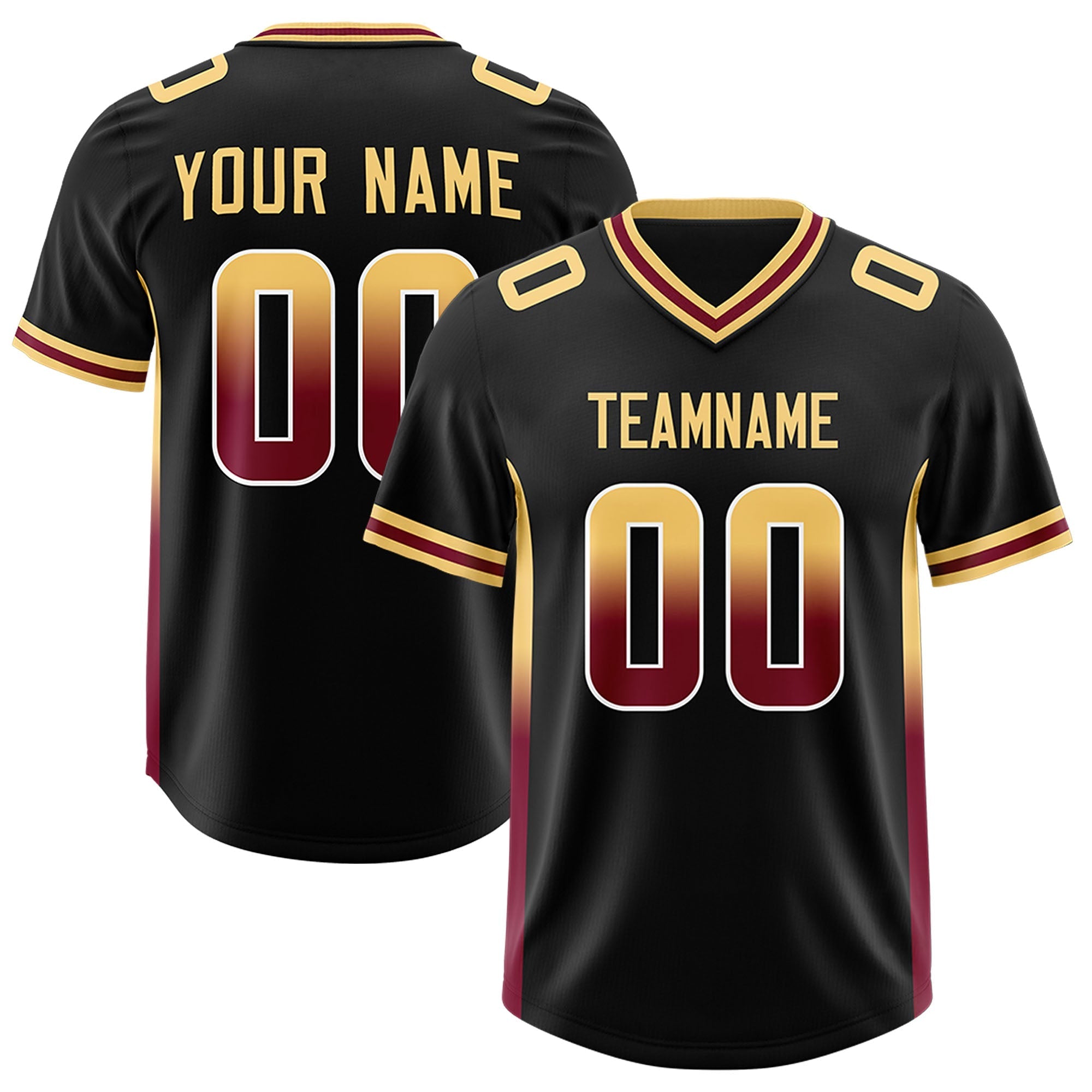 Custom Black Khaki and Cardinal Sides Gradient Fashion Personalized Team American Football Jersey