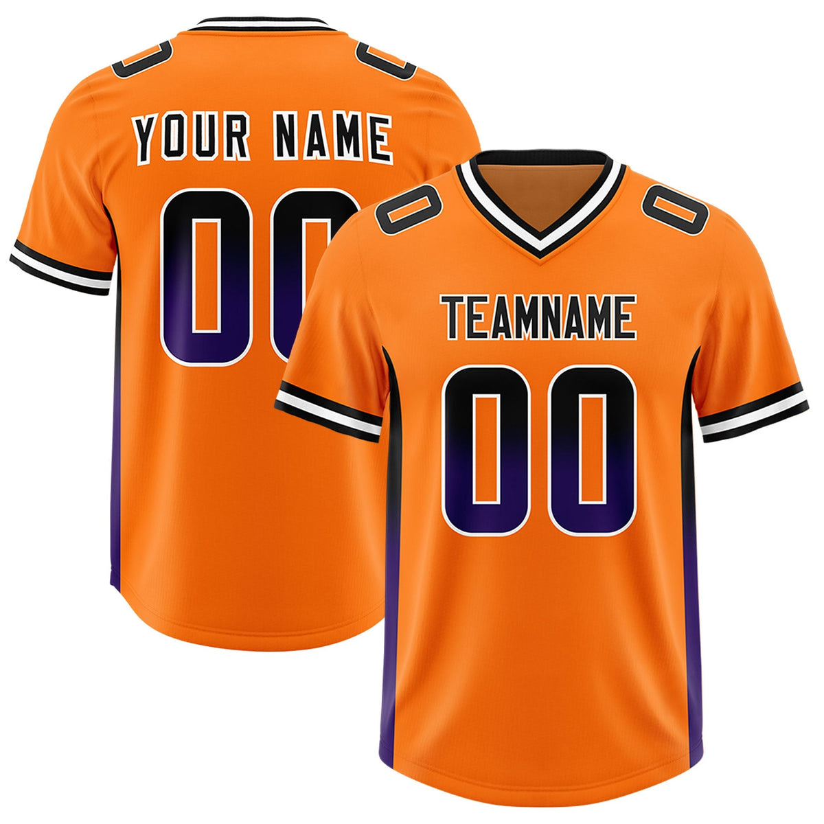 Custom Orange Black and Purple Sides Gradient Fashion Personalized Team American Football Jersey