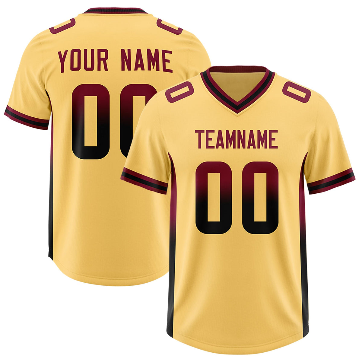 Custom Khaki Cardinal and Black Sides Gradient Fashion Personalized Team American Football Jersey