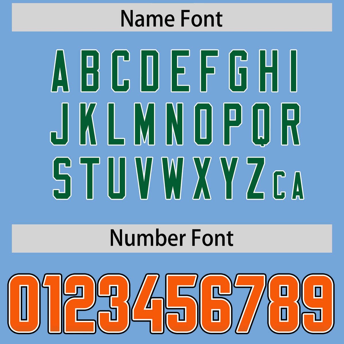 Custom Powder Blue Orange and Kelly Green Sides Gradient Fashion Personalized Team American Football Jersey