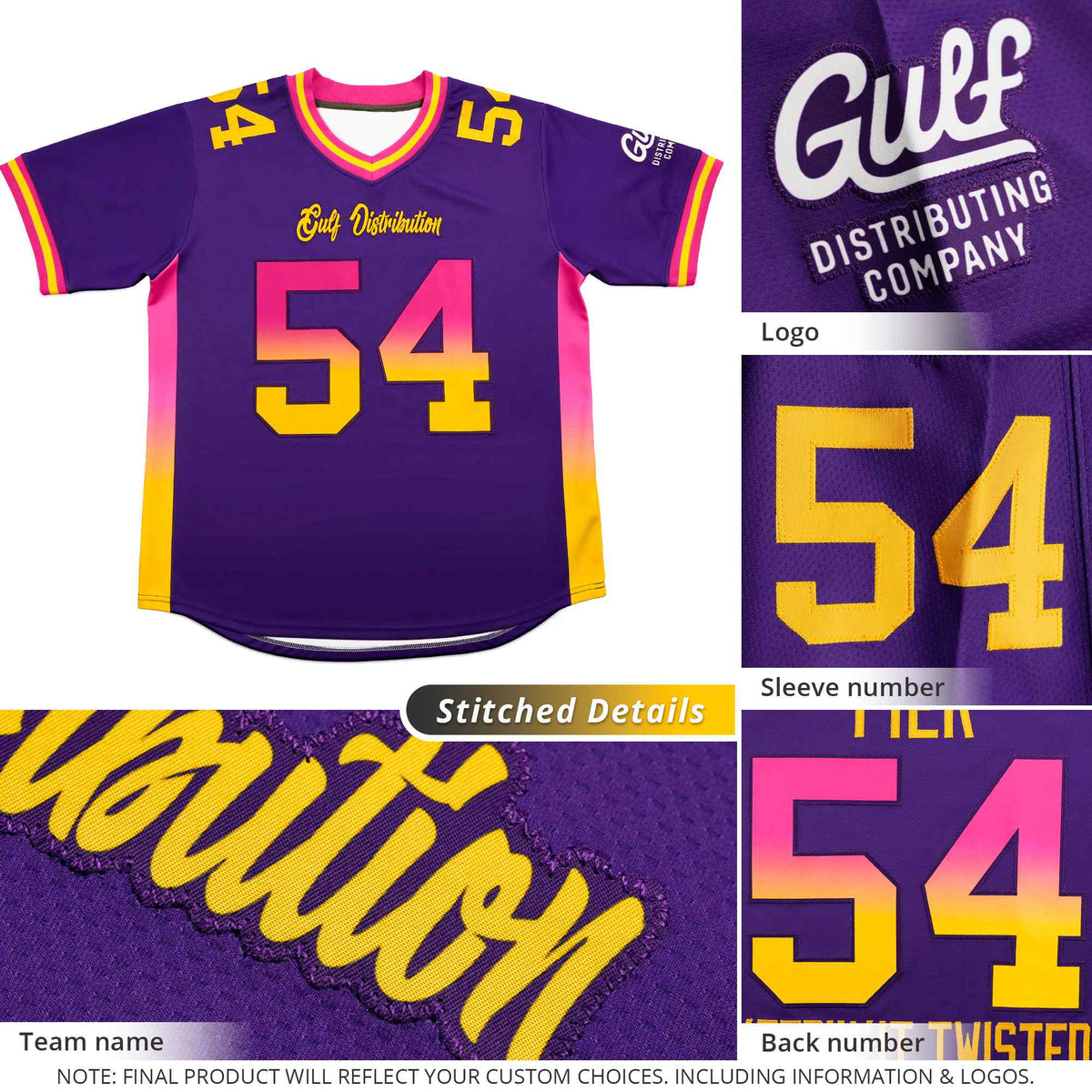 Custom Powder Blue Orange and Purple Sides Gradient Fashion Personalized Team American Football Jersey